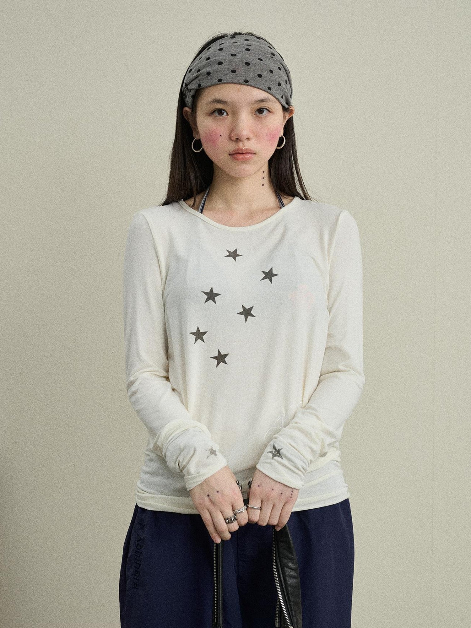 Achihara Starry Sunscreen Print Knit Tee