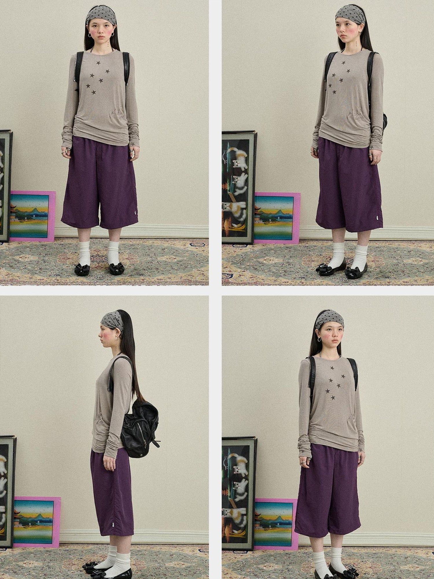 Achihara Starry Sunscreen Print Knit Tee