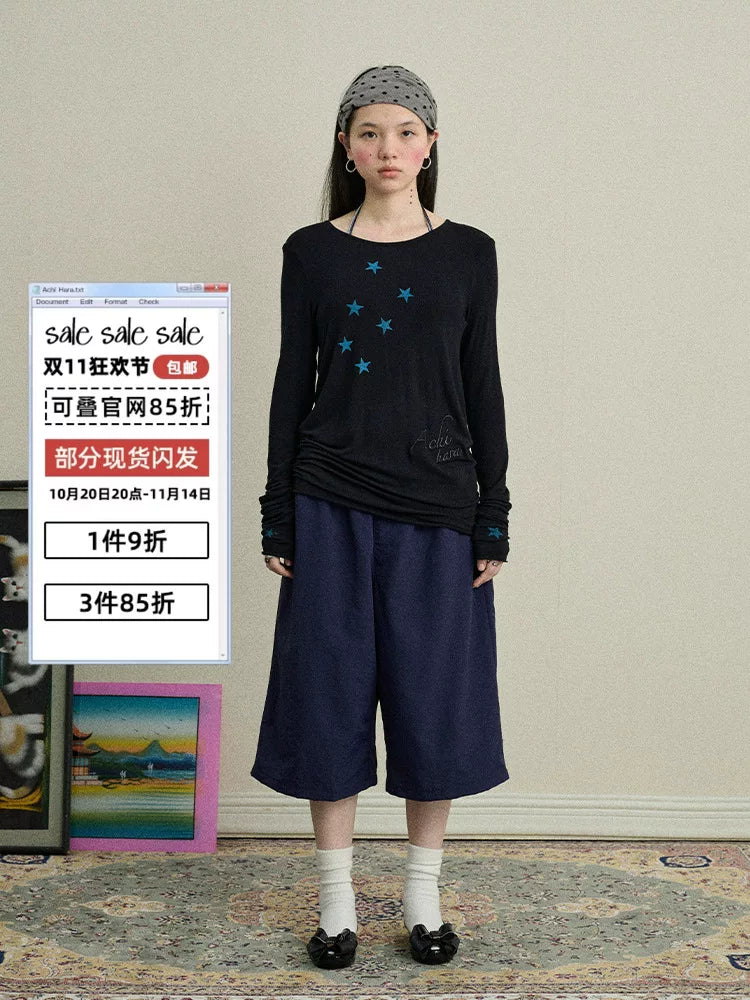 Achihara Starry Sunscreen Print Knit Tee-2