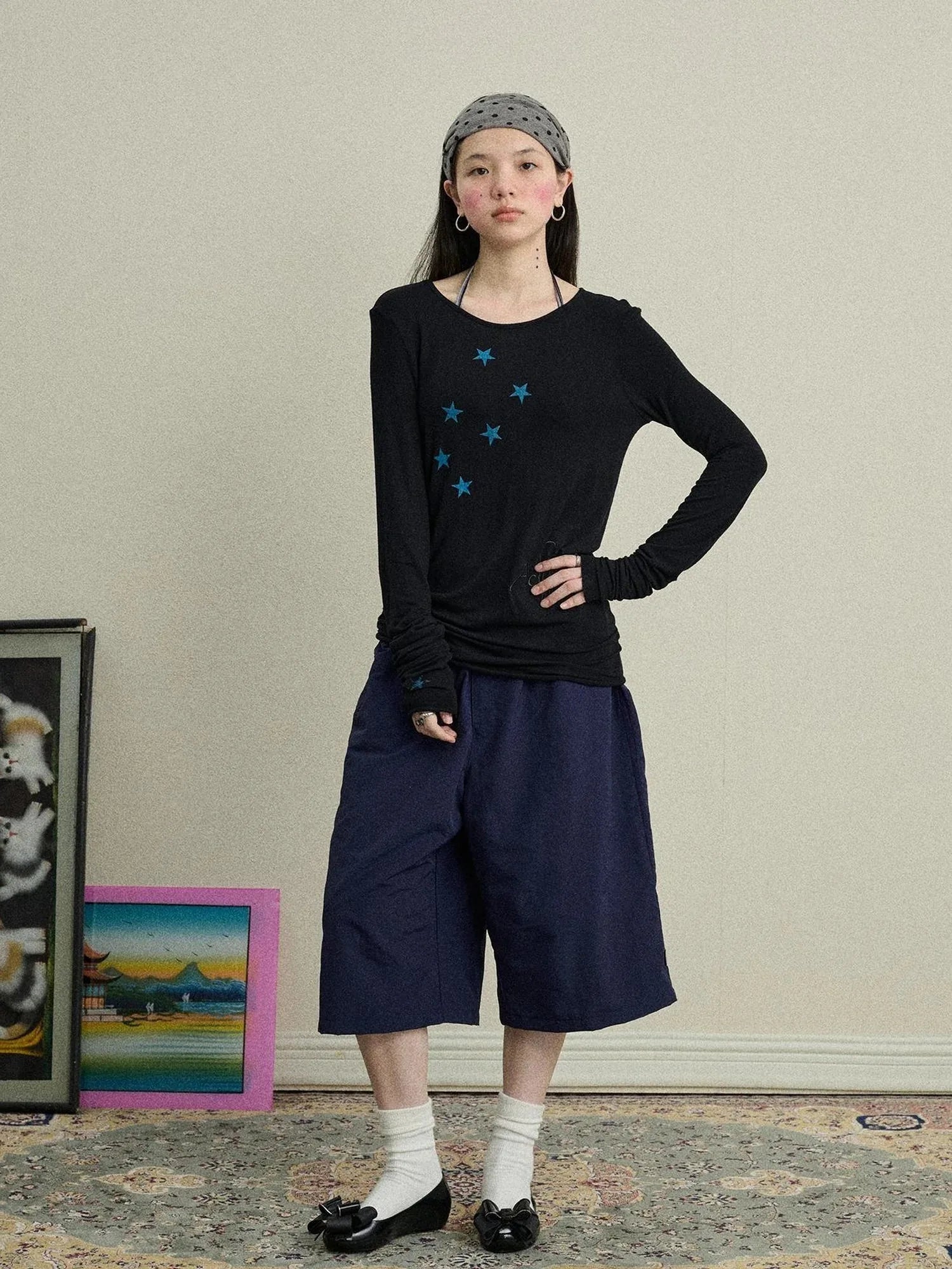 Starry Sunscreen Print Knit Tee