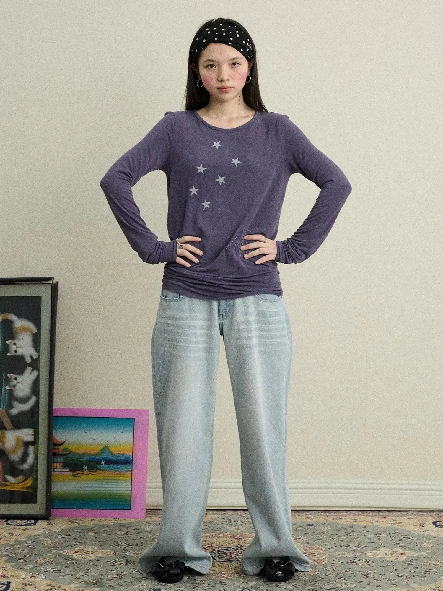 Starry Sunscreen Print Knit Tee