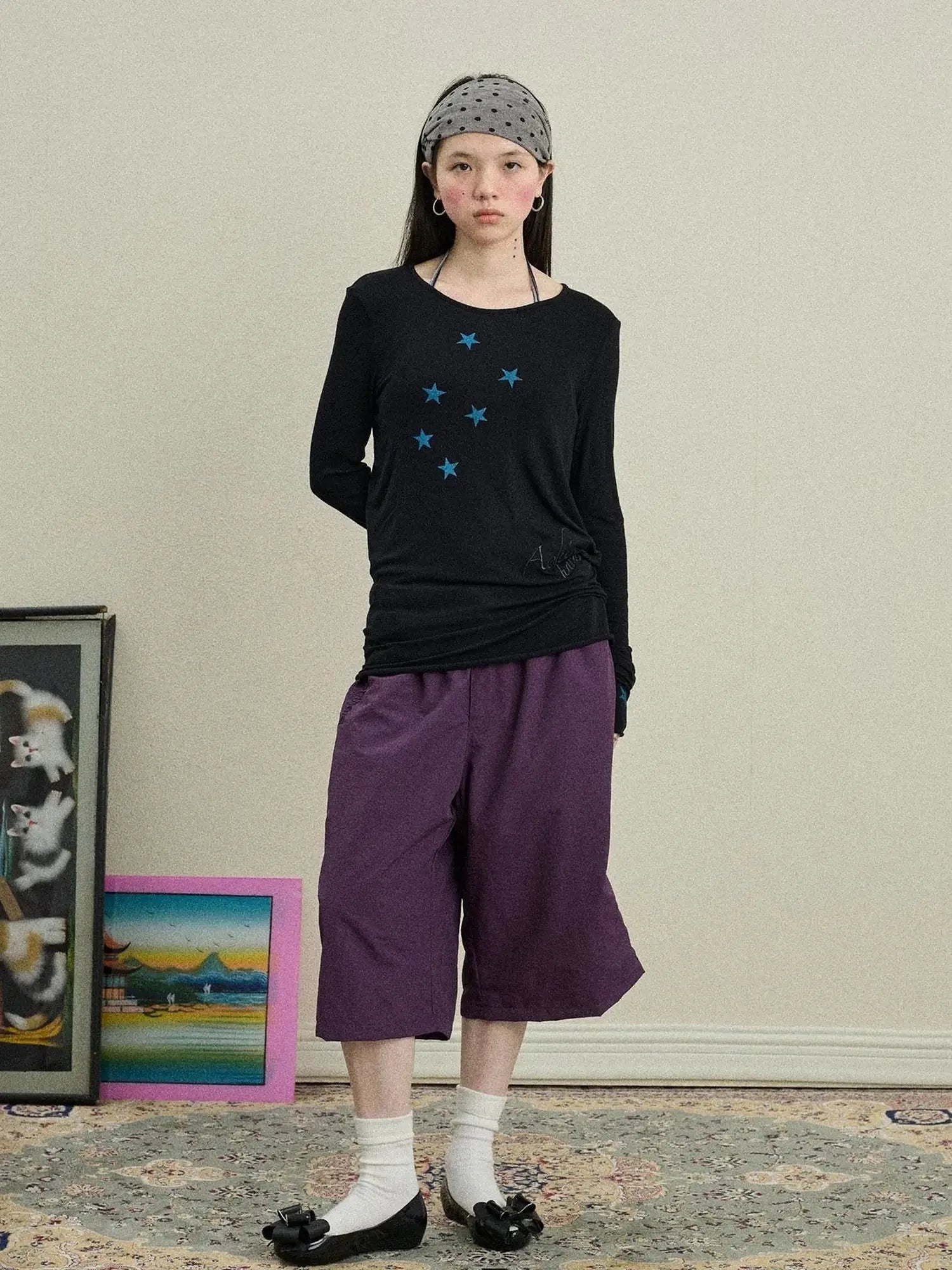 Starry Sunscreen Print Knit Tee