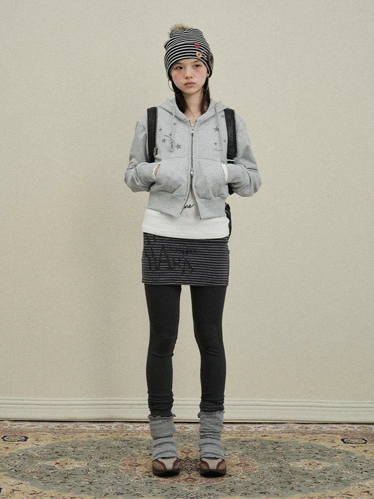 Stars Cropped Hoodie Women Short Top 2025 New Spring Autumn Jacket