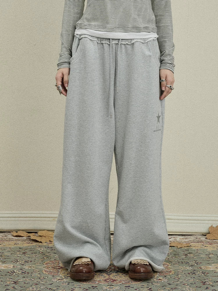 Achihara Stars Wide Leg Pants For Women Loose Fit Casual Trousers-1