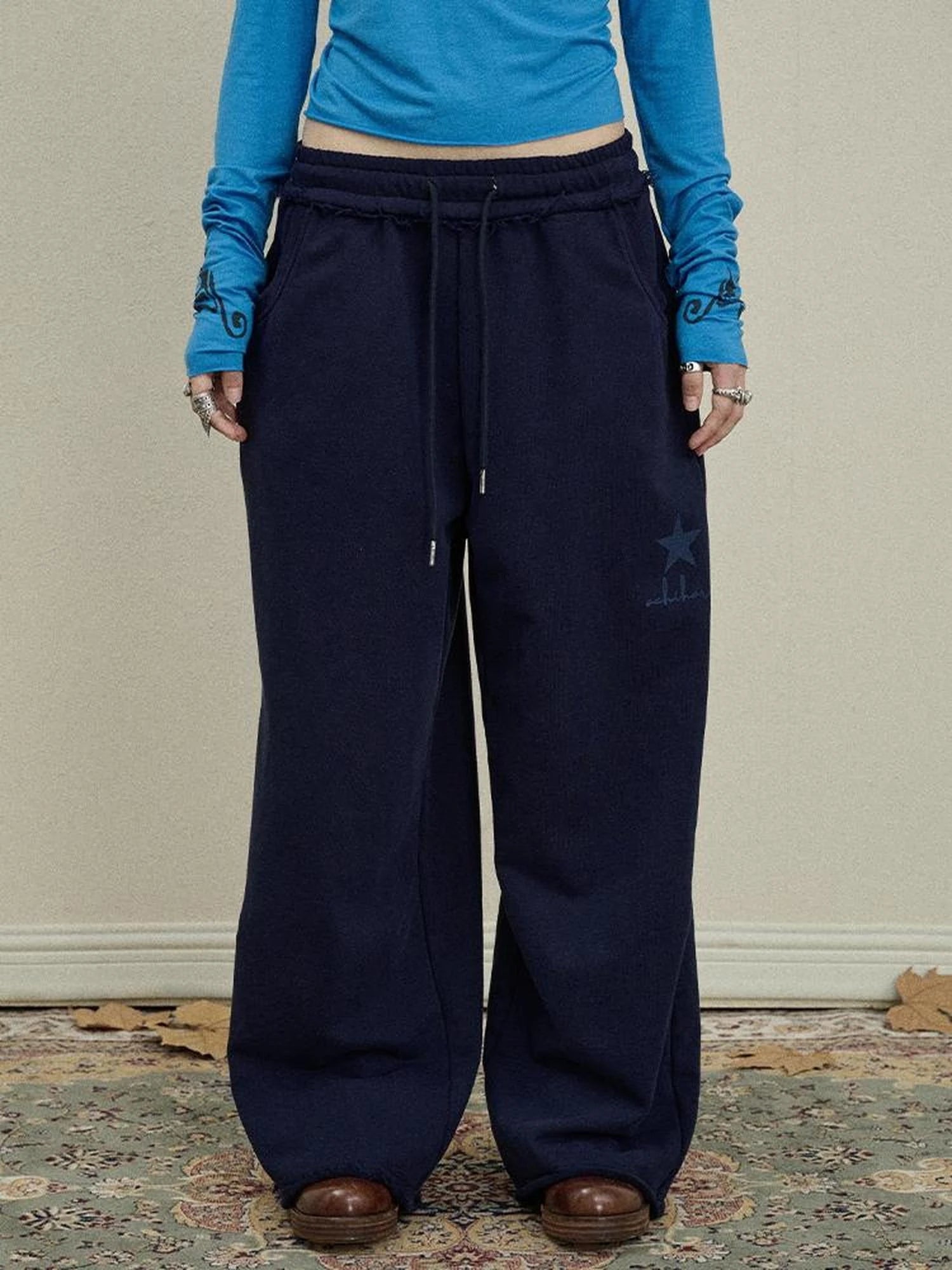 Stars Wide Leg Pants For Women Loose Fit Casual Trousers