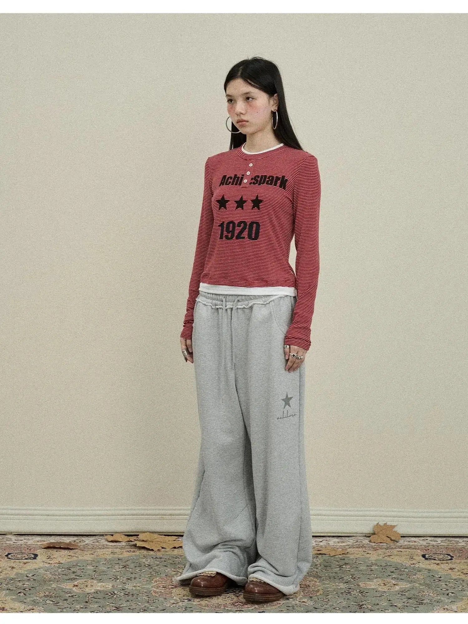 Stars Wide Leg Pants For Women Loose Fit Casual Trousers