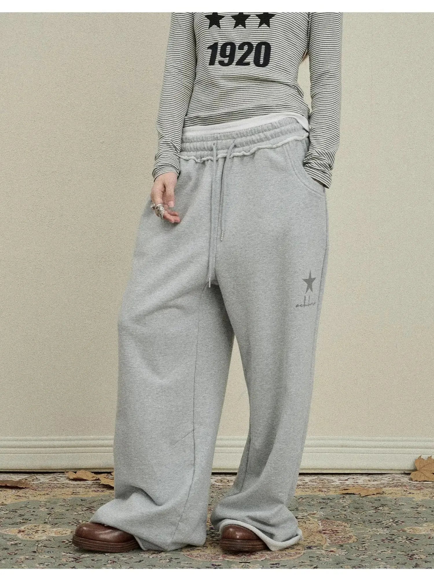 Stars Wide Leg Pants For Women Loose Fit Casual Trousers