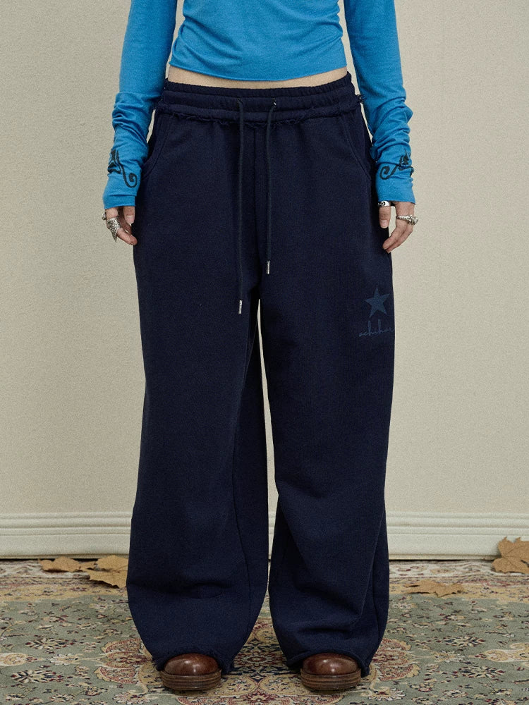 Achihara Stars Wide Leg Pants For Women Loose Fit Casual Trousers-2