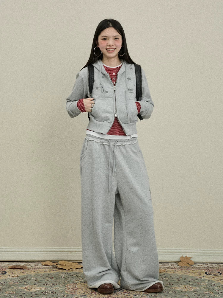 Achihara Stars Wide Leg Pants For Women Loose Fit Casual Trousers-3
