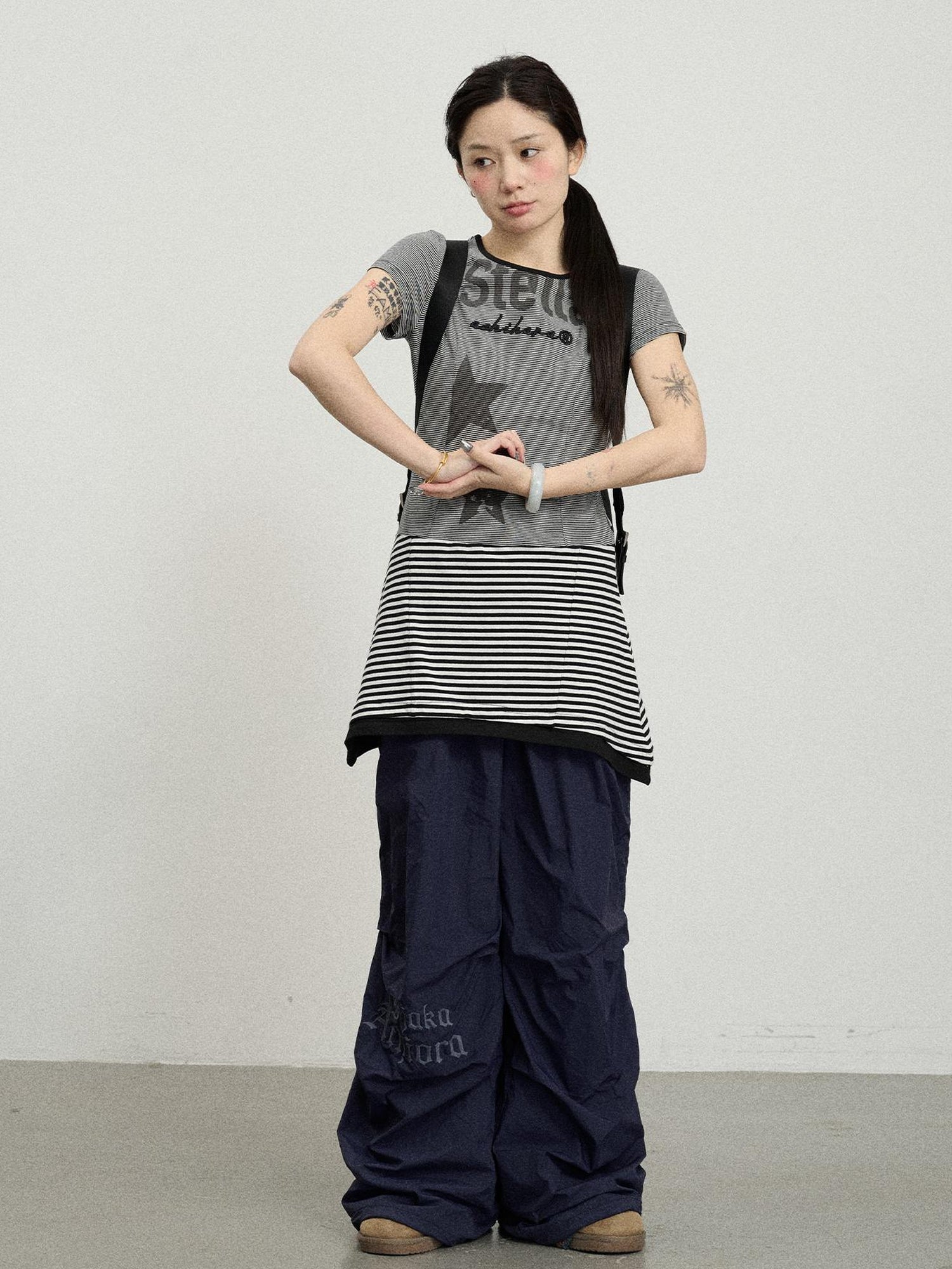 Achihara Stella Stolen Romance Short Sleeve Striped Dress