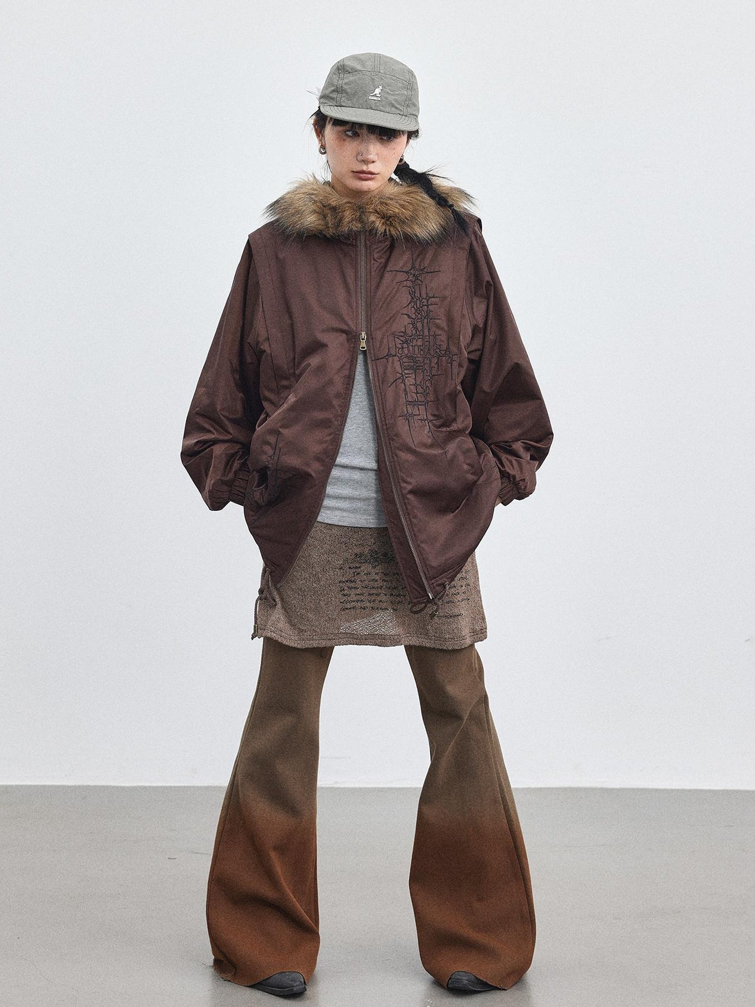 Achihara Stellar Quilted Nylon Parka With Fur Trim