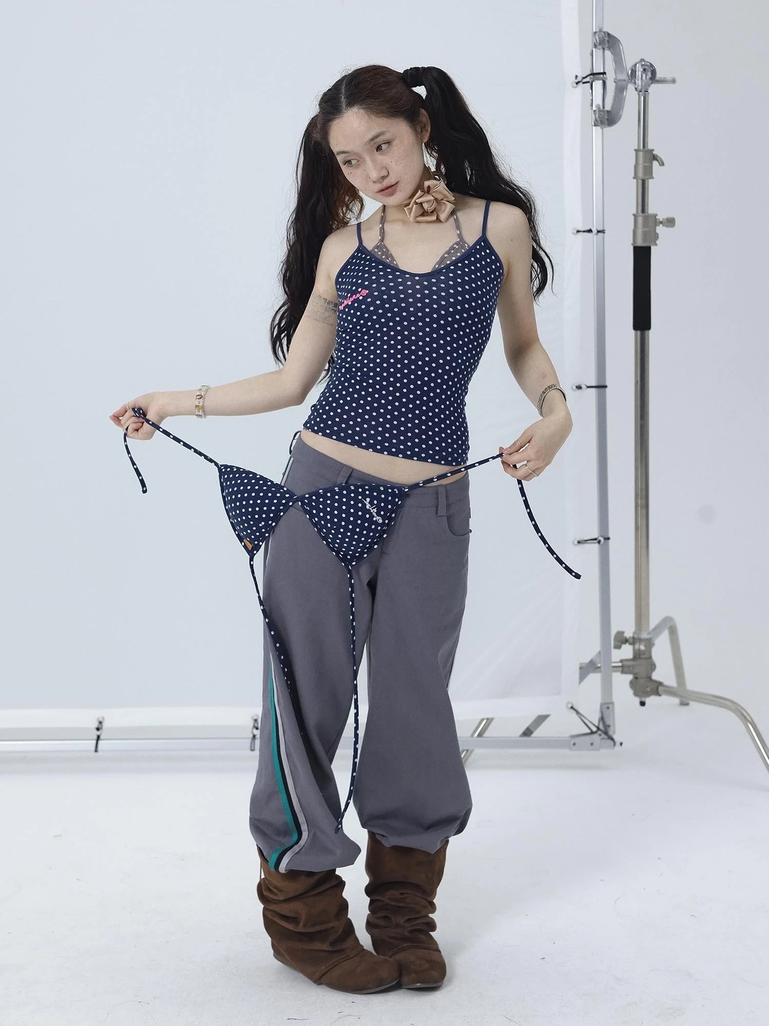 Strappy Dot Bustier Top For Summer