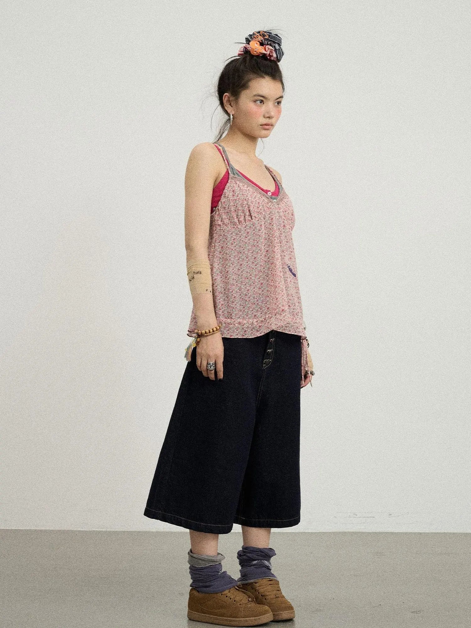 Street Inspired Cropped Wide Leg Jeans