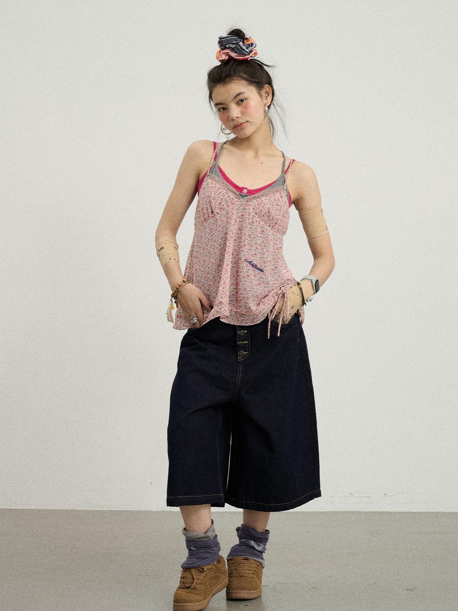 Achihara Street Inspired Cropped Wide Leg Jeans