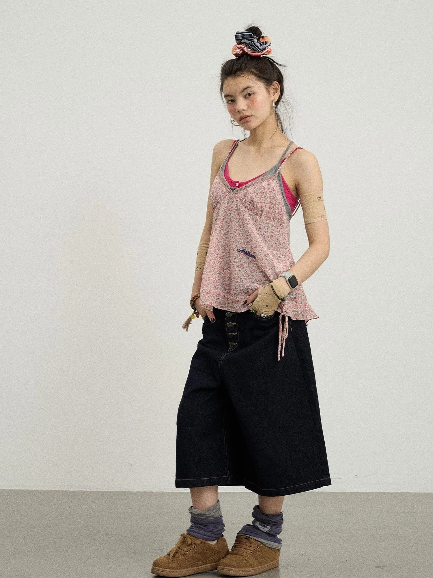 Street Inspired Cropped Wide Leg Jeans