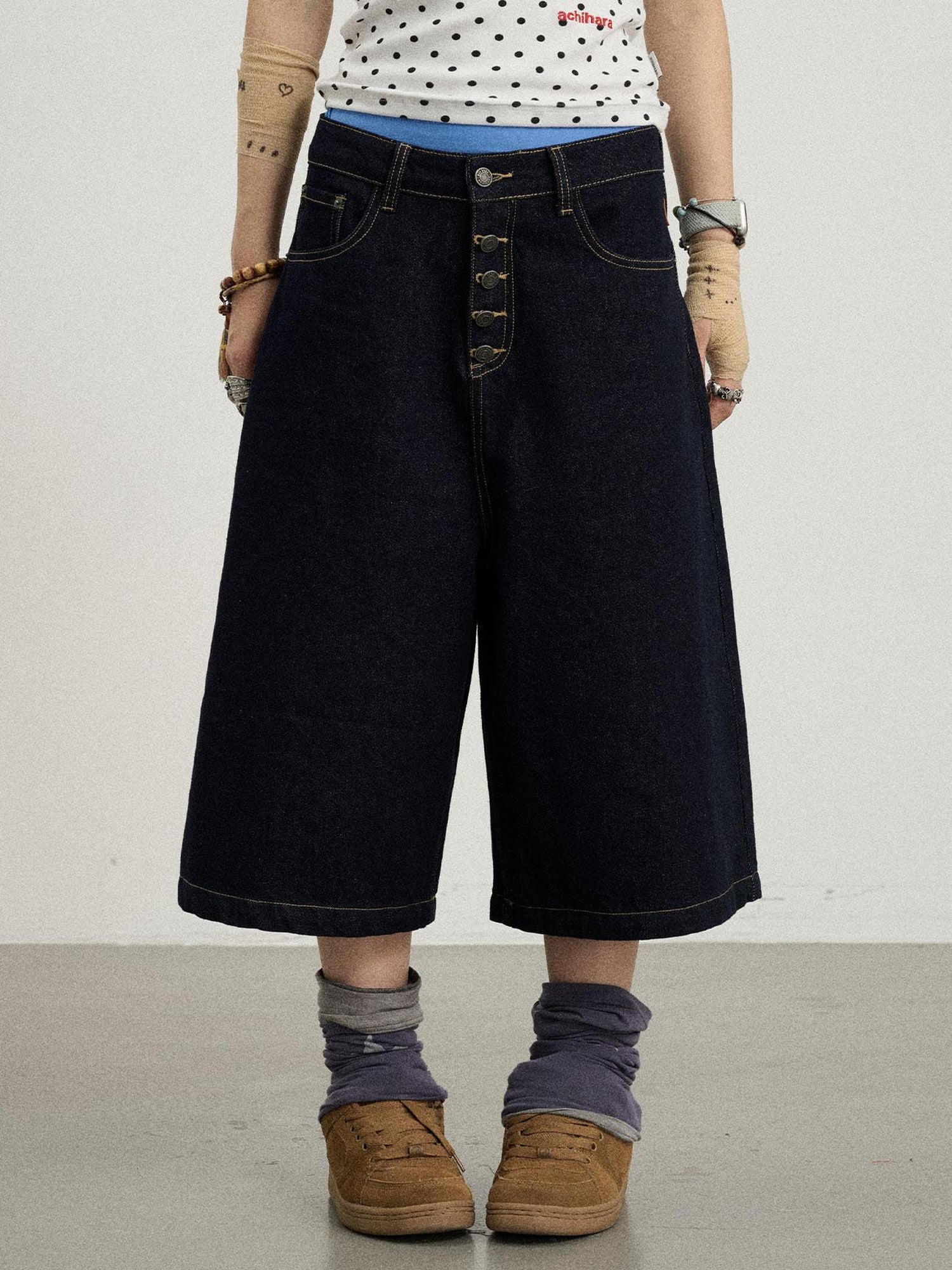 Achihara Street Inspired Cropped Wide Leg Jeans