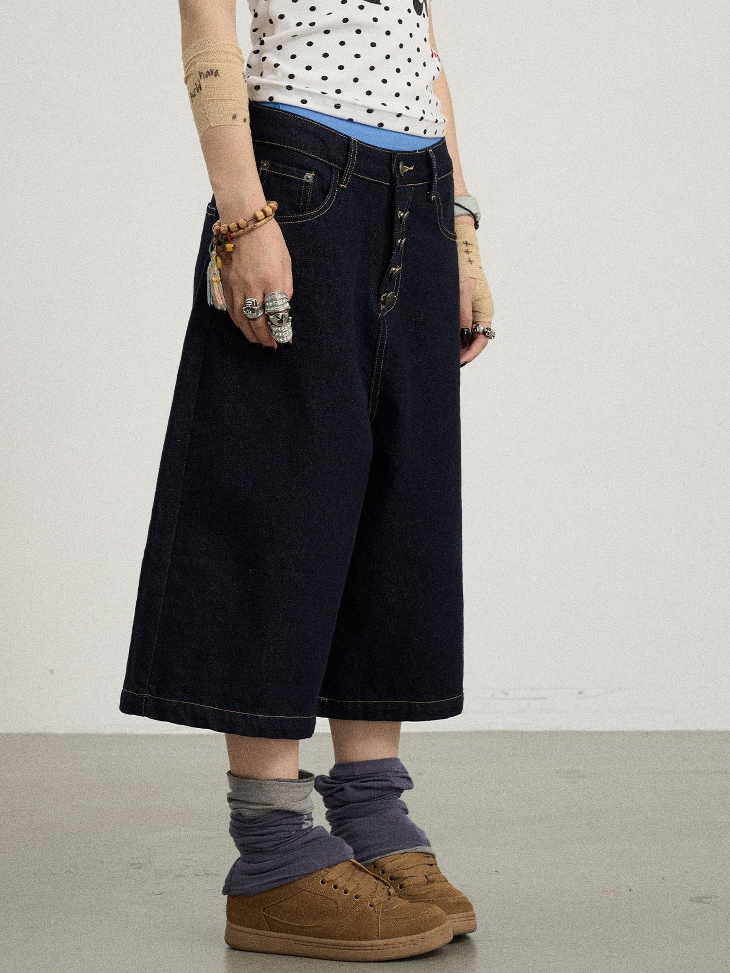 Achihara Street Inspired Cropped Wide Leg Jeans