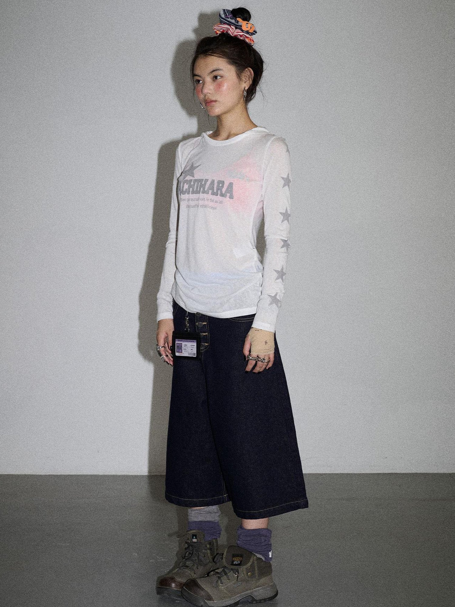 Achihara Street Inspired Cropped Wide Leg Jeans
