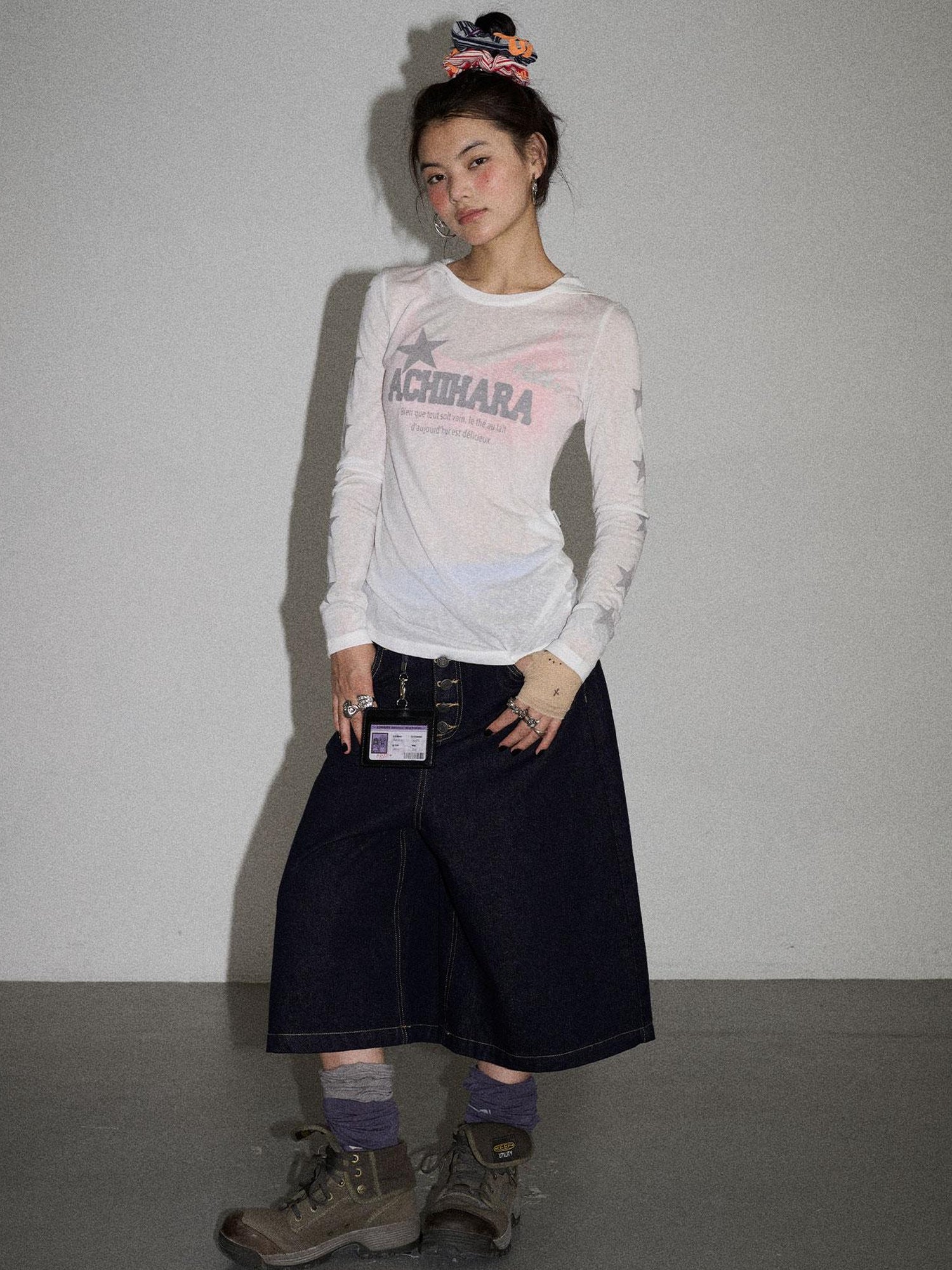Achihara Street Inspired Cropped Wide Leg Jeans