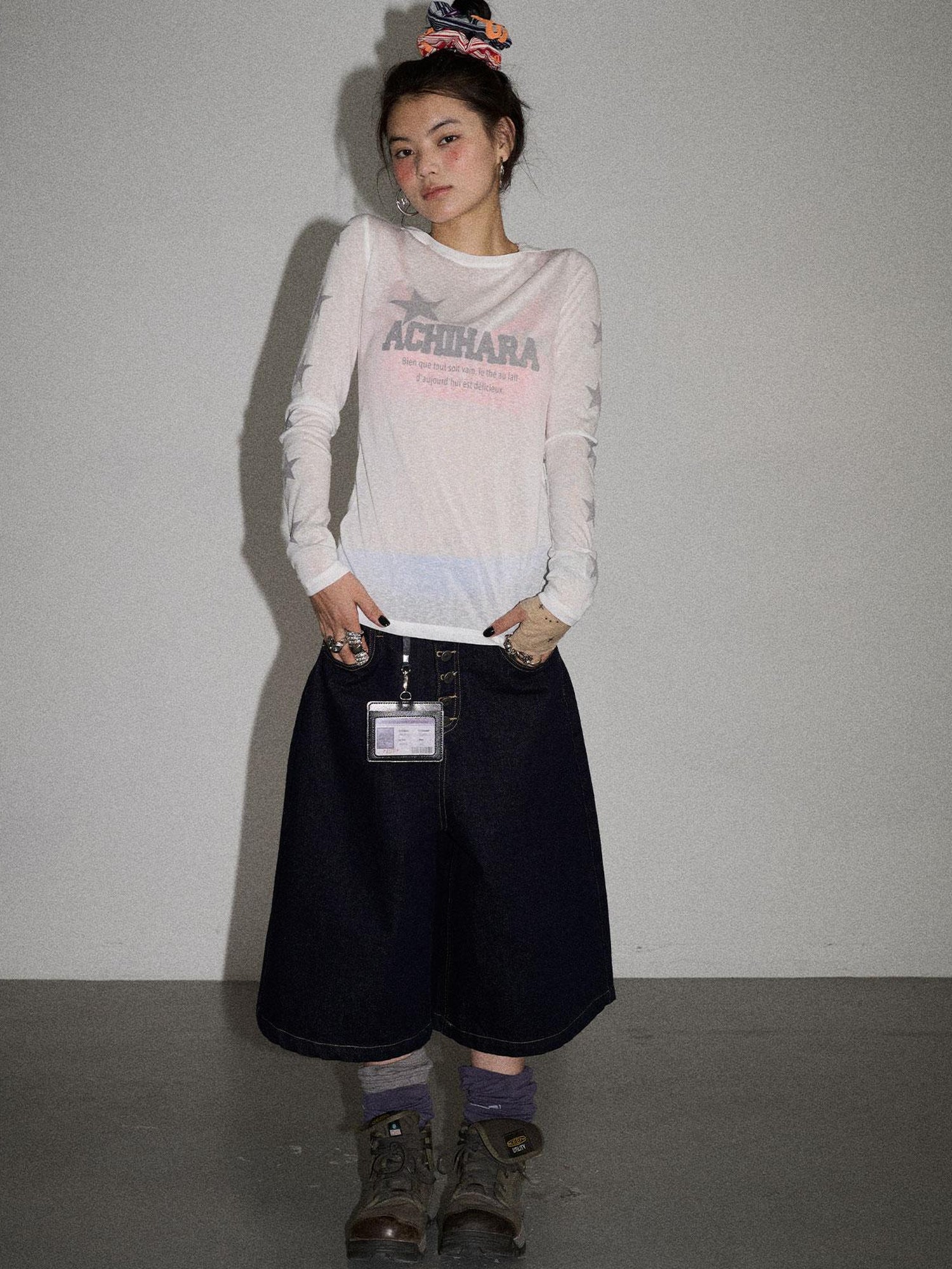 Achihara Street Inspired Cropped Wide Leg Jeans