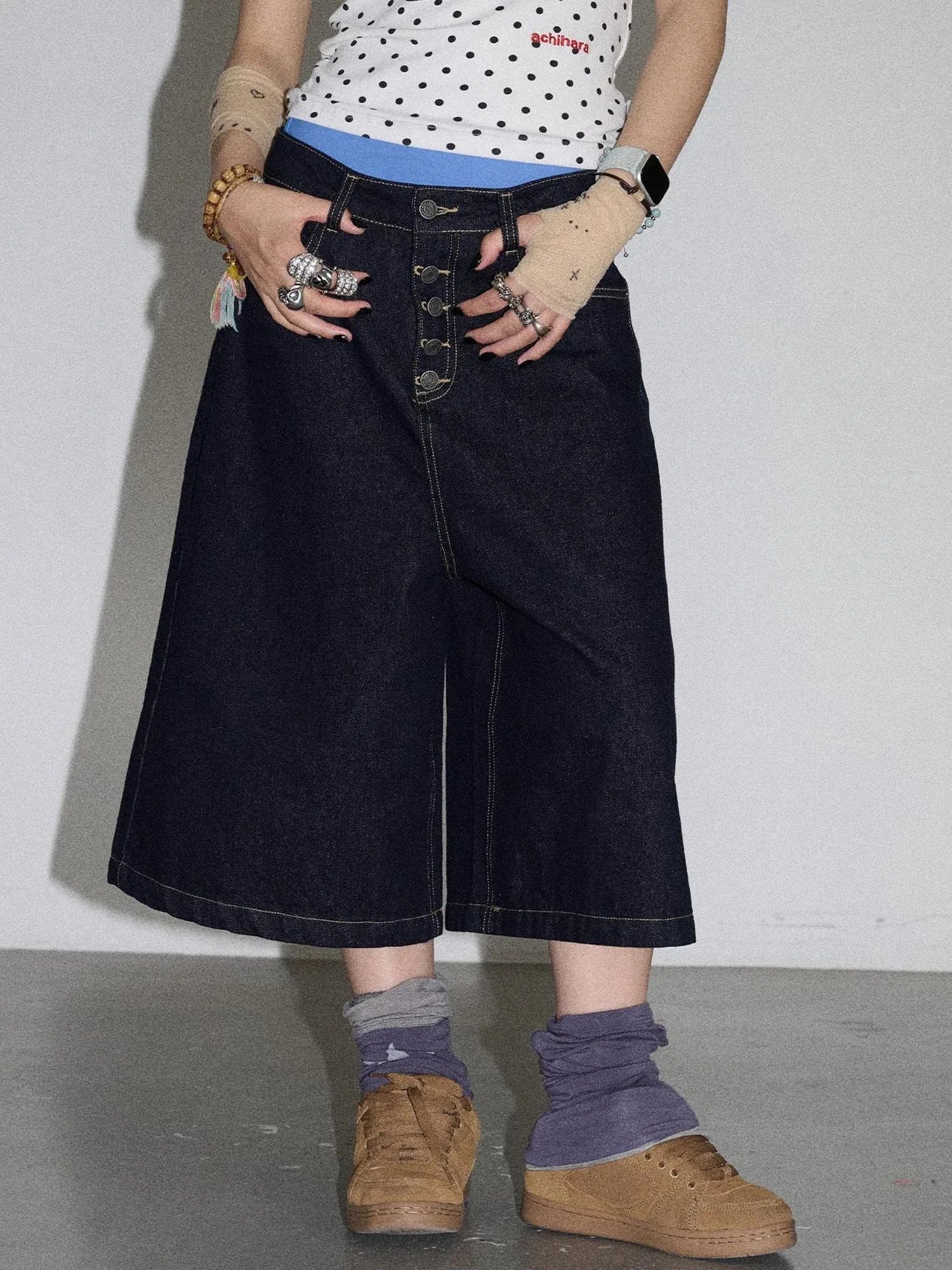Street Inspired Cropped Wide Leg Jeans