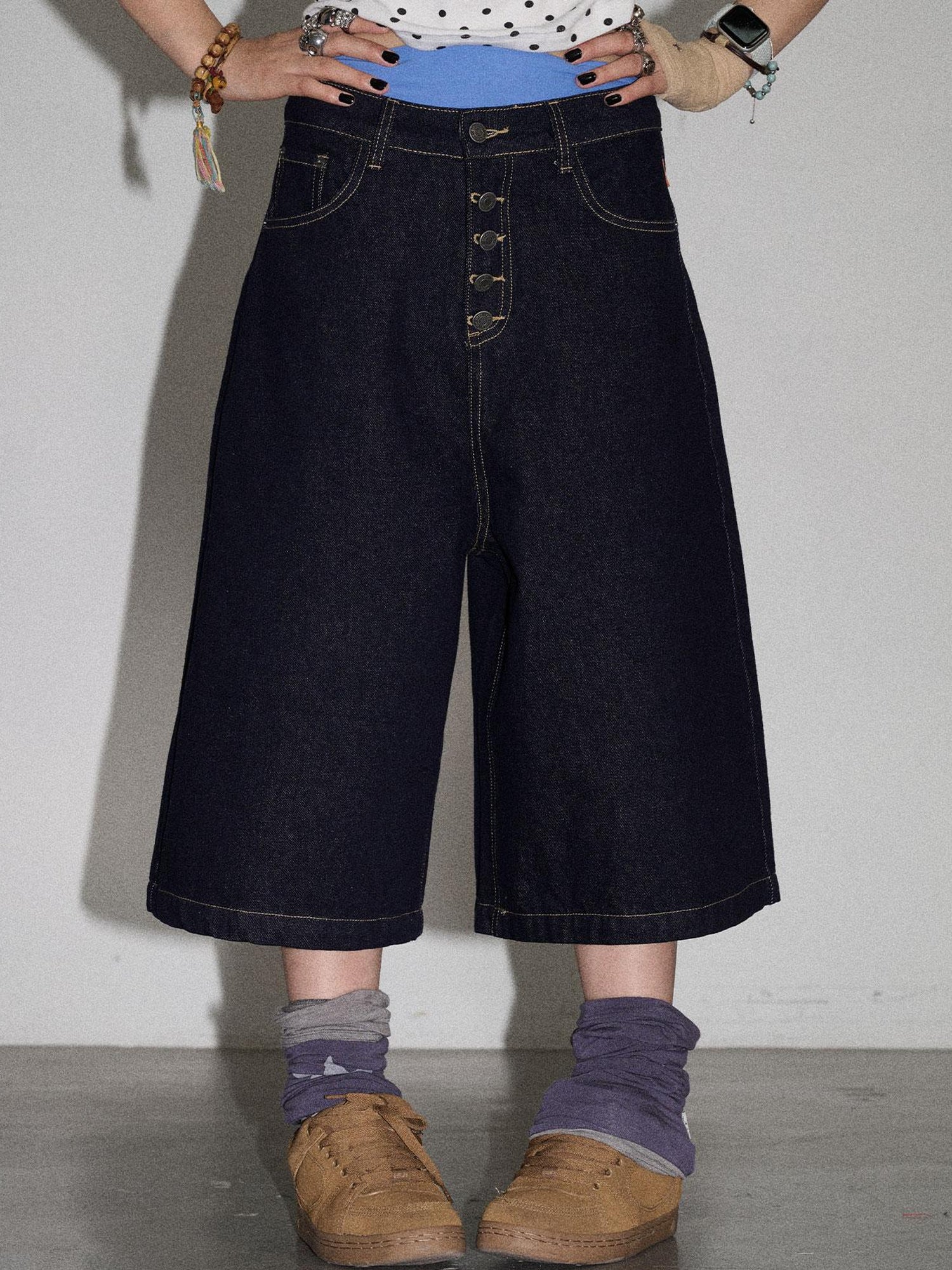 Achihara Street Inspired Cropped Wide Leg Jeans