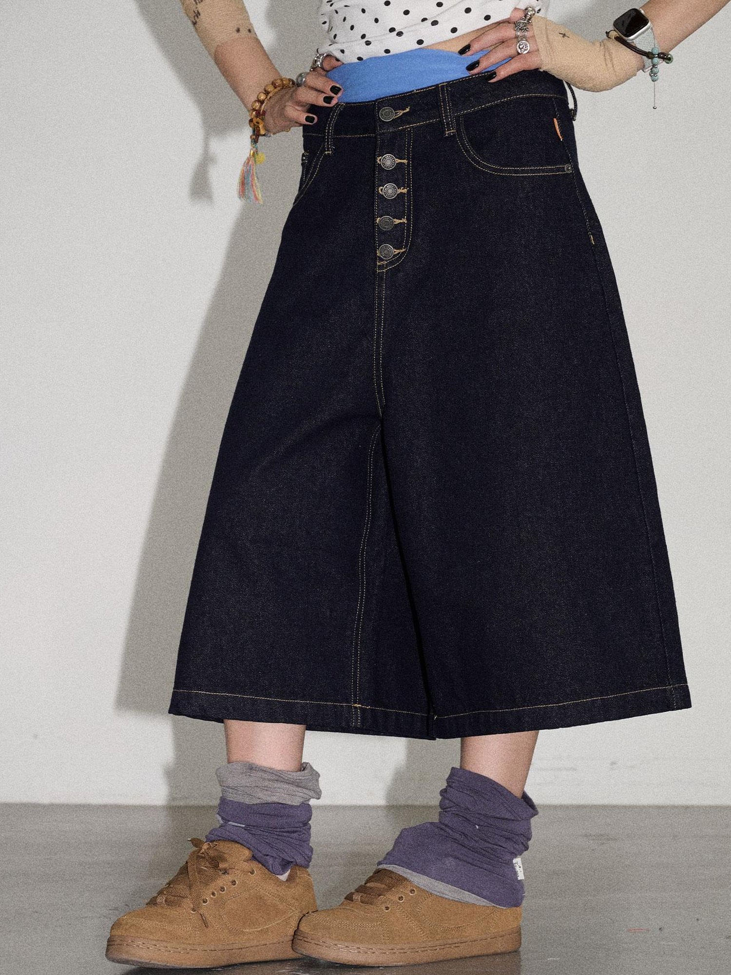 Achihara Street Inspired Cropped Wide Leg Jeans