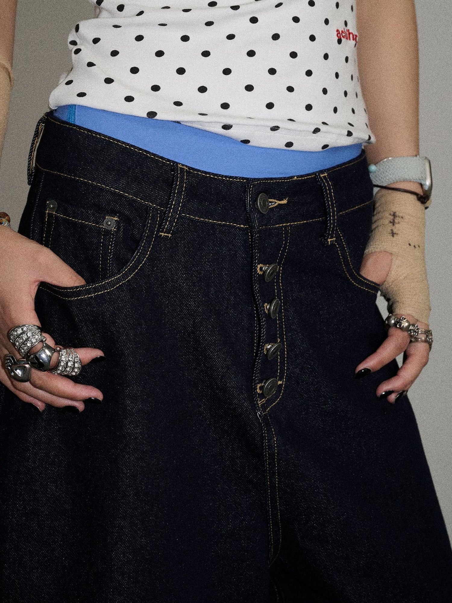 Achihara Street Inspired Cropped Wide Leg Jeans