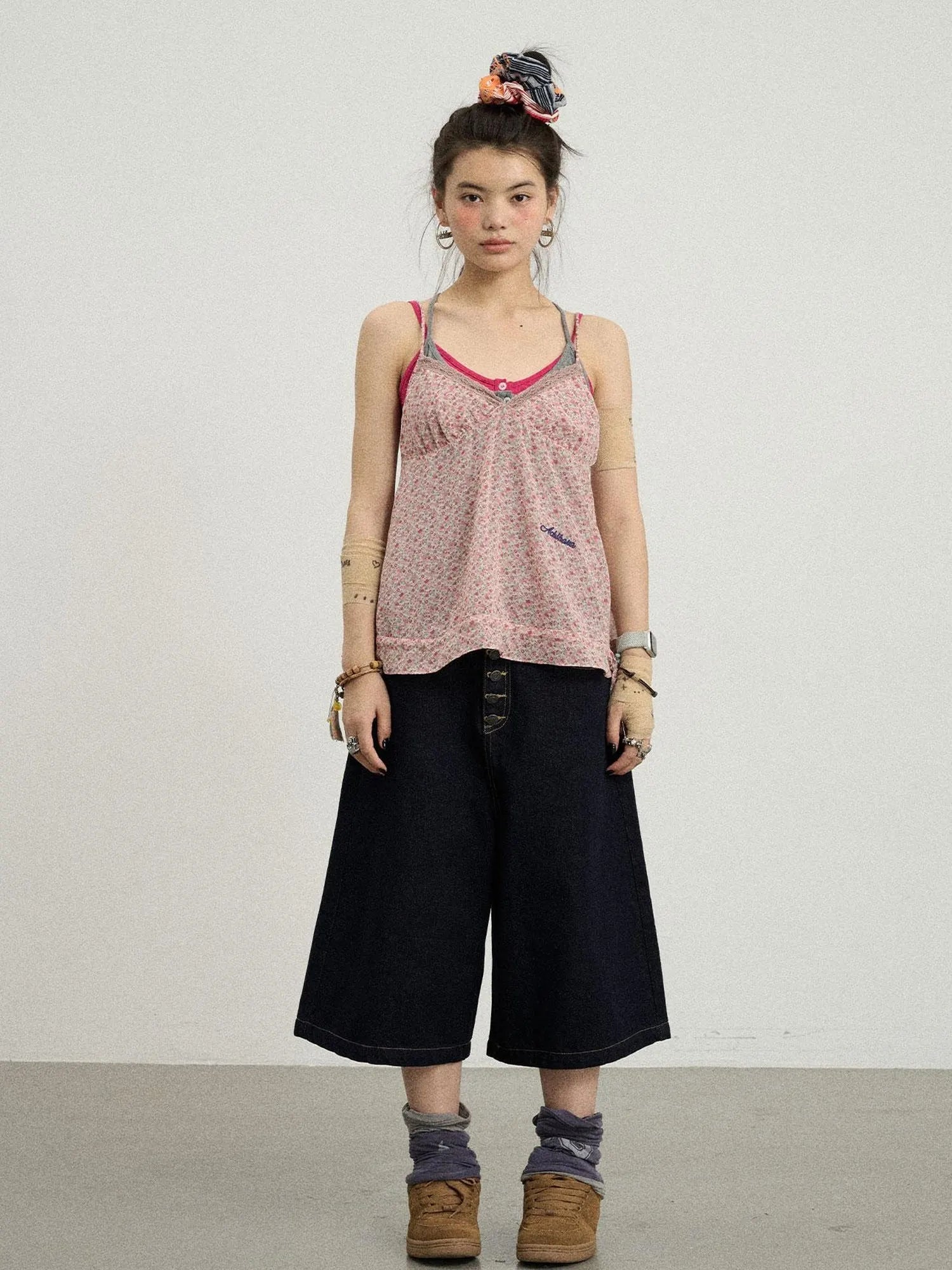 Street Inspired Cropped Wide Leg Jeans