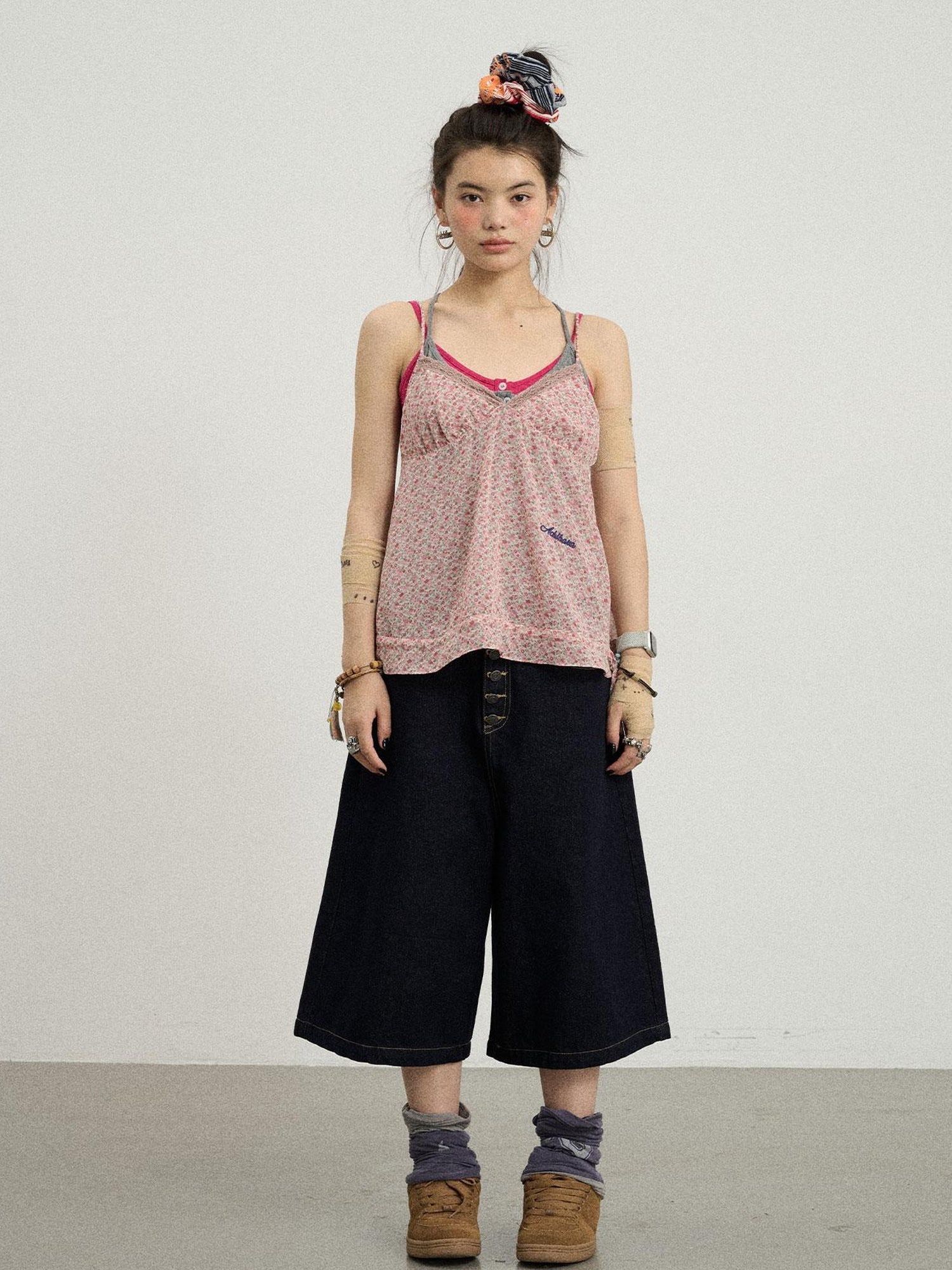 Achihara Street Inspired Cropped Wide Leg Jeans