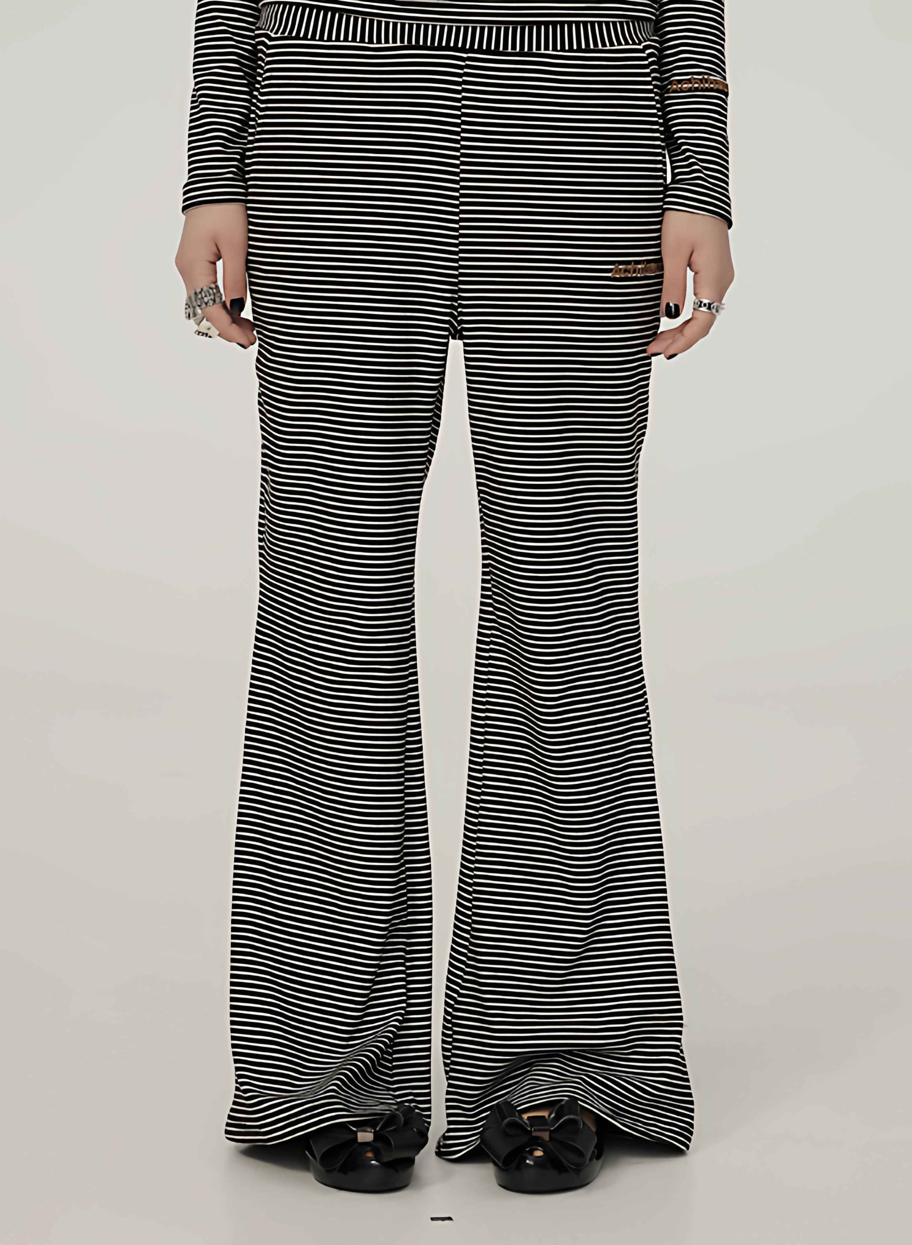 Achihara_Stretch_Office_Straight_Leg_Slit_Hem_Women_Black_White_Striped_Pants_MISSTT