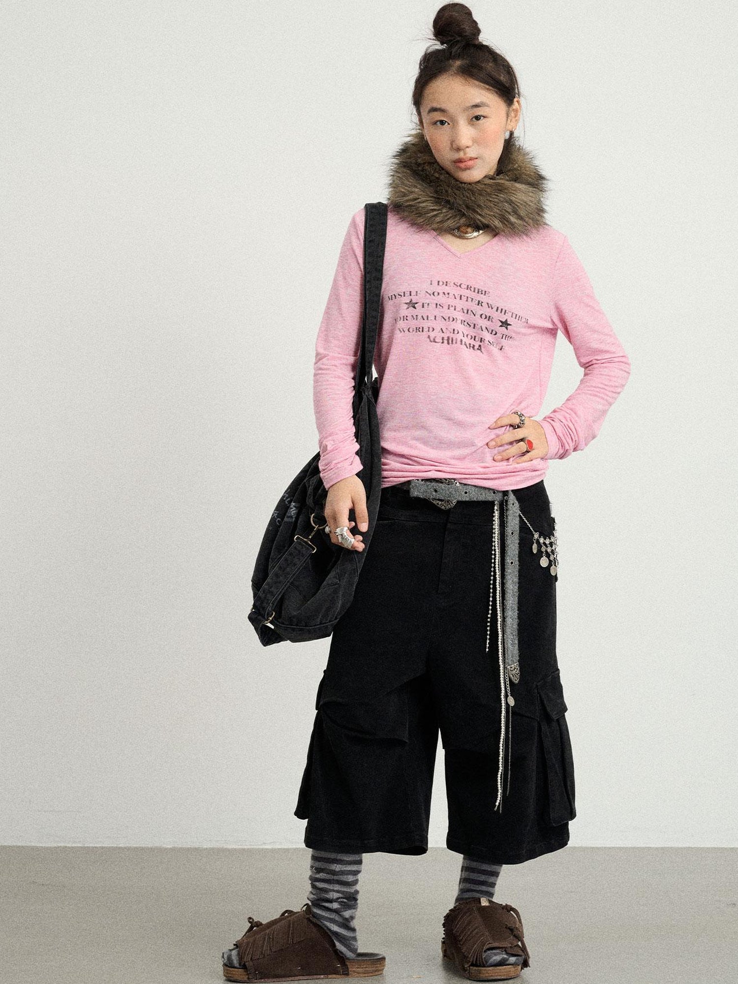 Achihara Stretch Washed Cotton Cargo Capri Pants