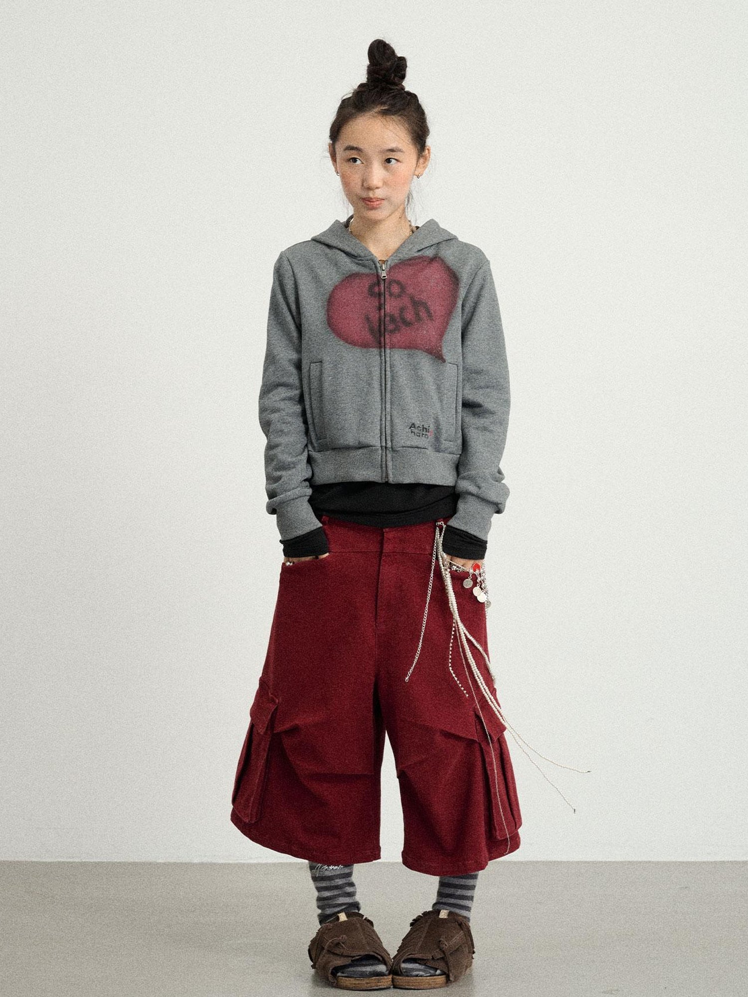 Achihara Stretch Washed Cotton Cargo Capri Pants
