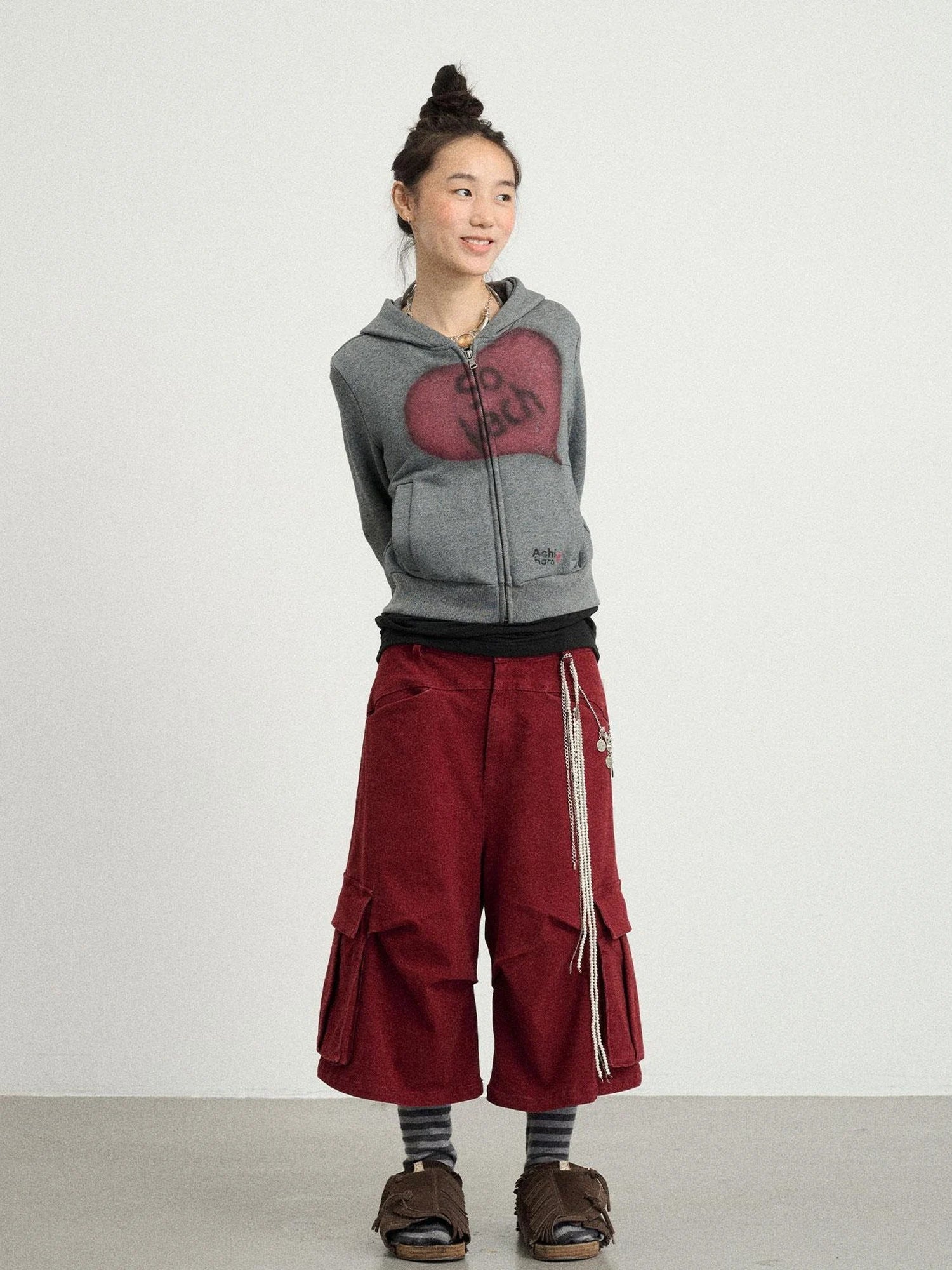 Stretch Washed Cotton Cargo Capri Pants