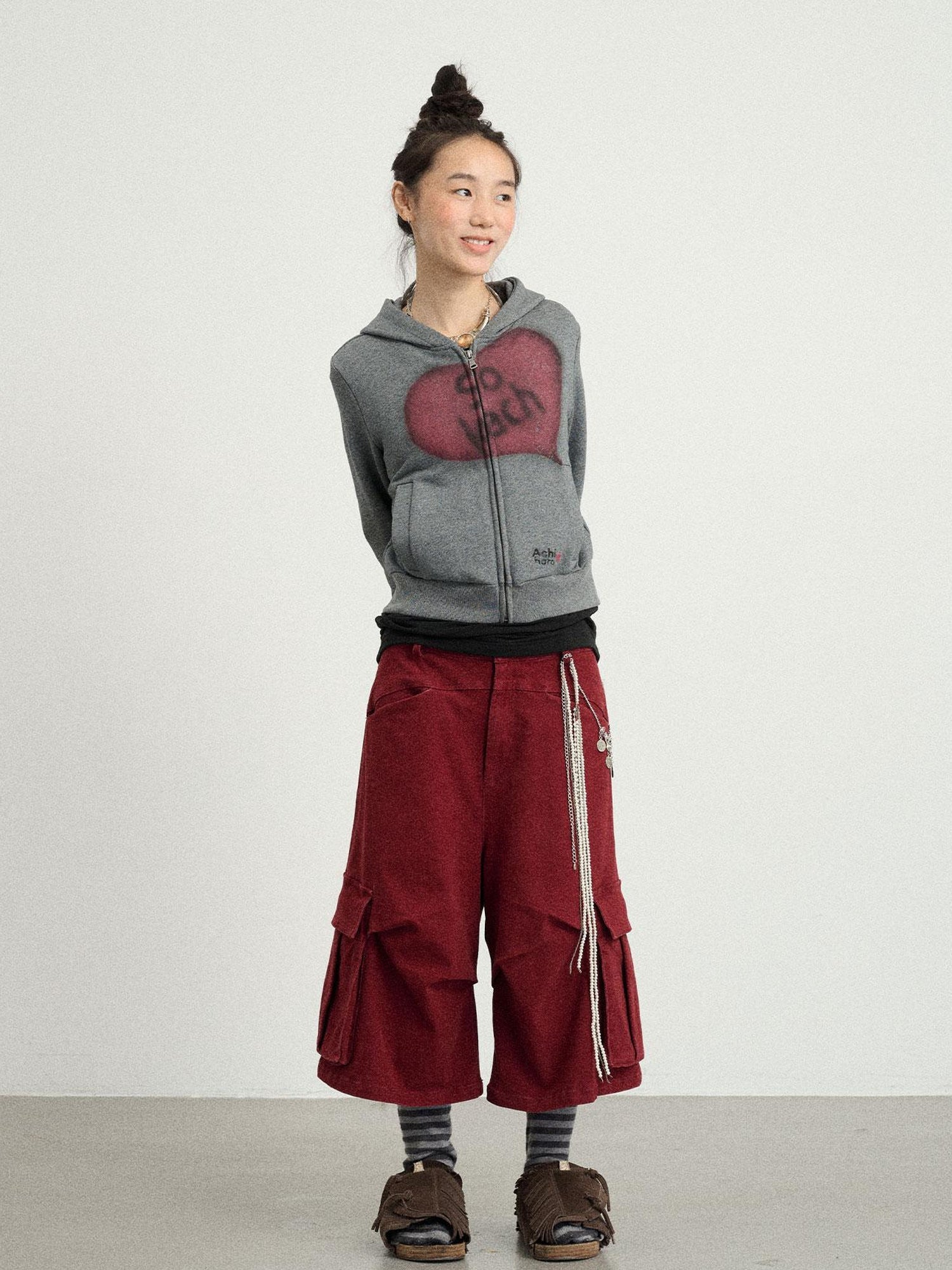 Achihara Stretch Washed Cotton Cargo Capri Pants
