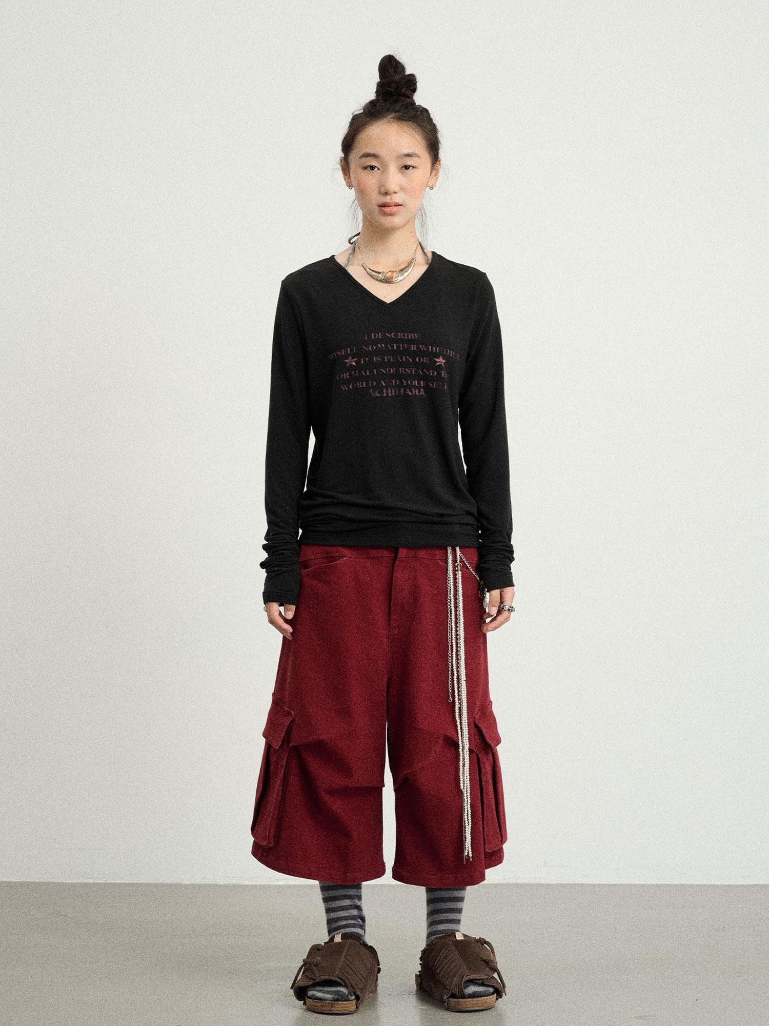 Achihara Stretch Washed Cotton Cargo Capri Pants