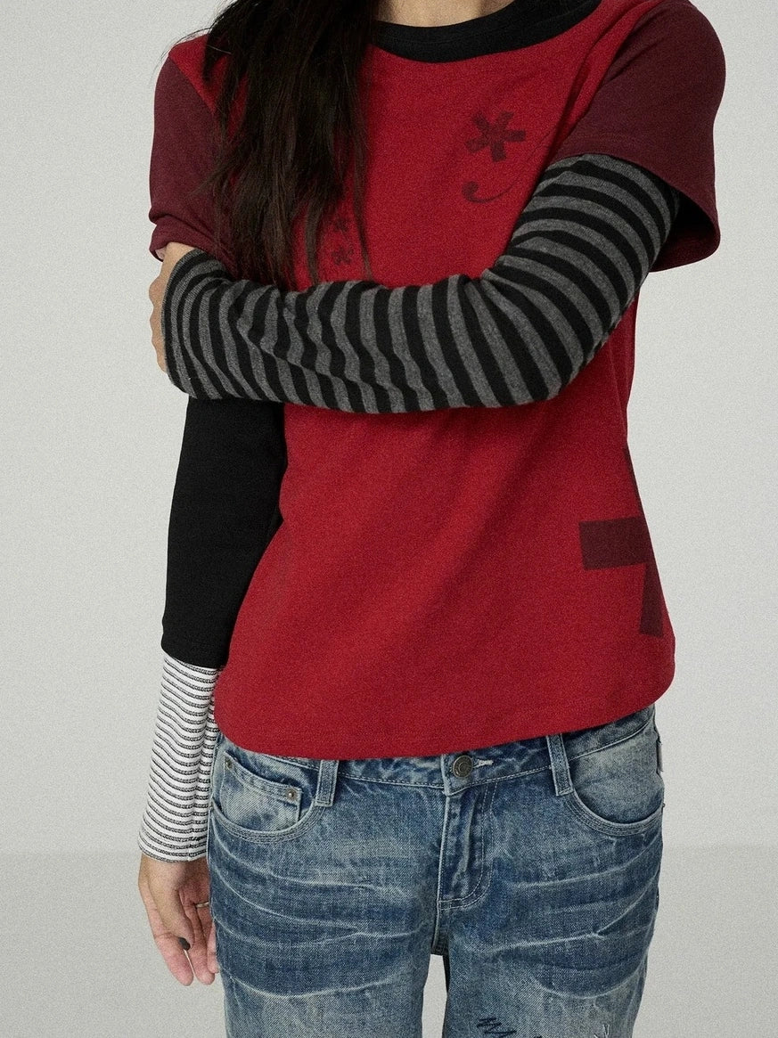 Achihara Stretchy Cotton Linen Women Commuter Long Sleeve Letter Print T-Shirt