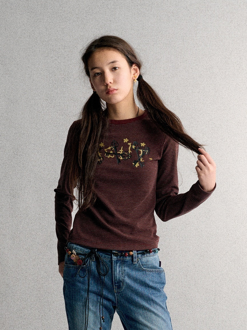 Achihara_Striped_Print_Crew_Neck_Pullover_Women&