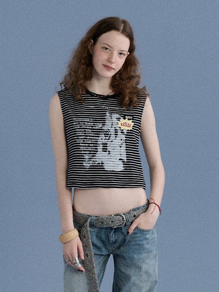 Achihara_Striped_Seaweed_Print_Badge_Slim_Fit_Women&
