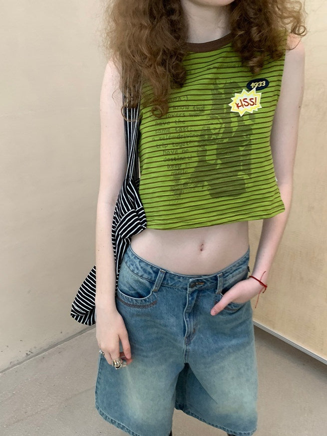 Achihara_Striped_Seaweed_Print_Badge_Slim_Fit_Women&