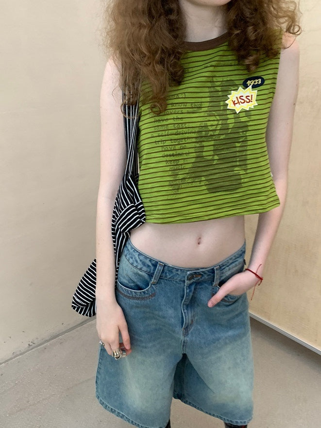 Achihara_Striped_Seaweed_Print_Badge_Slim_Fit_Women&
