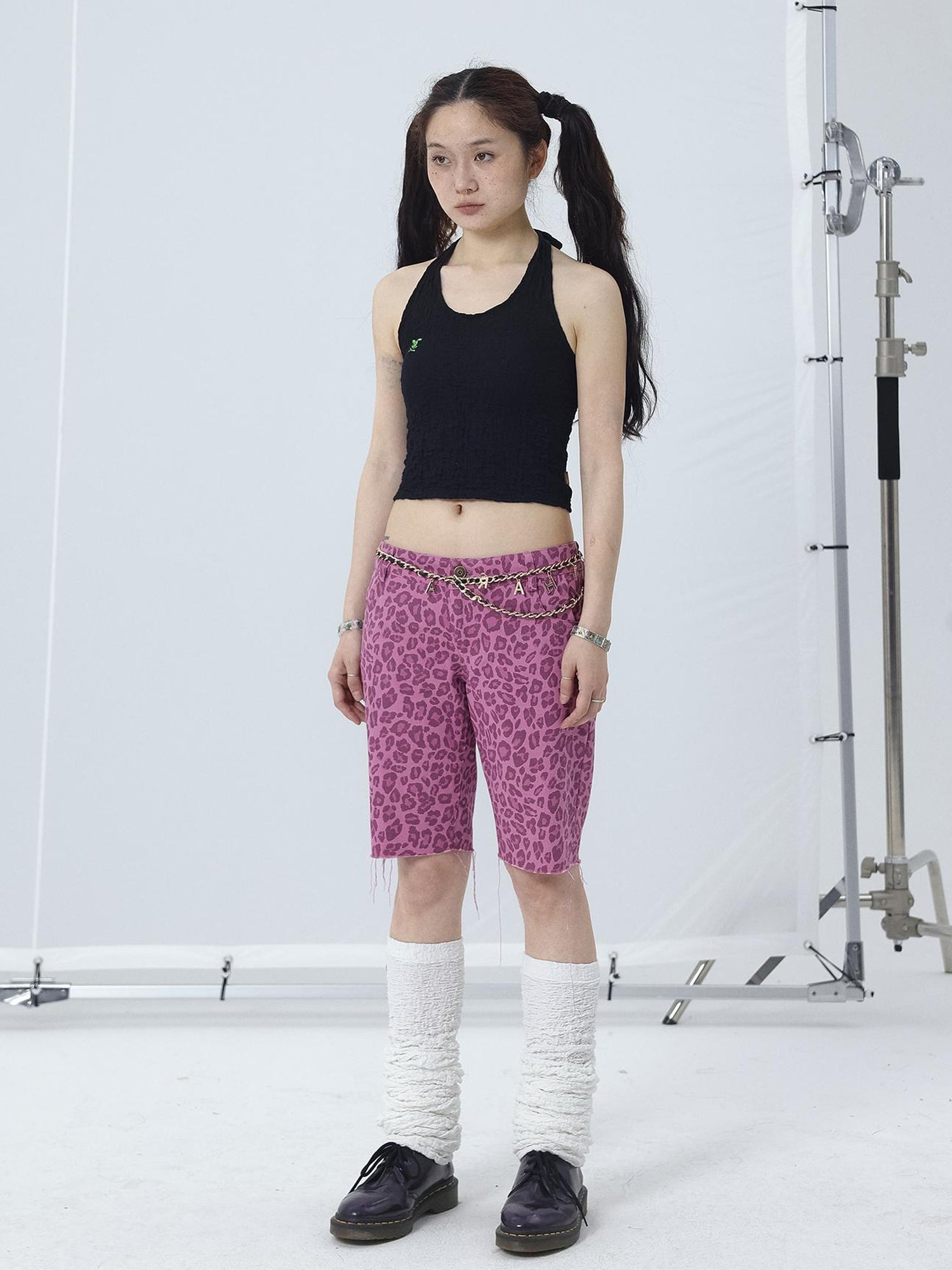 Achihara Summer Black Cropped Bubble Sleeve T-shirt Round Neck Top