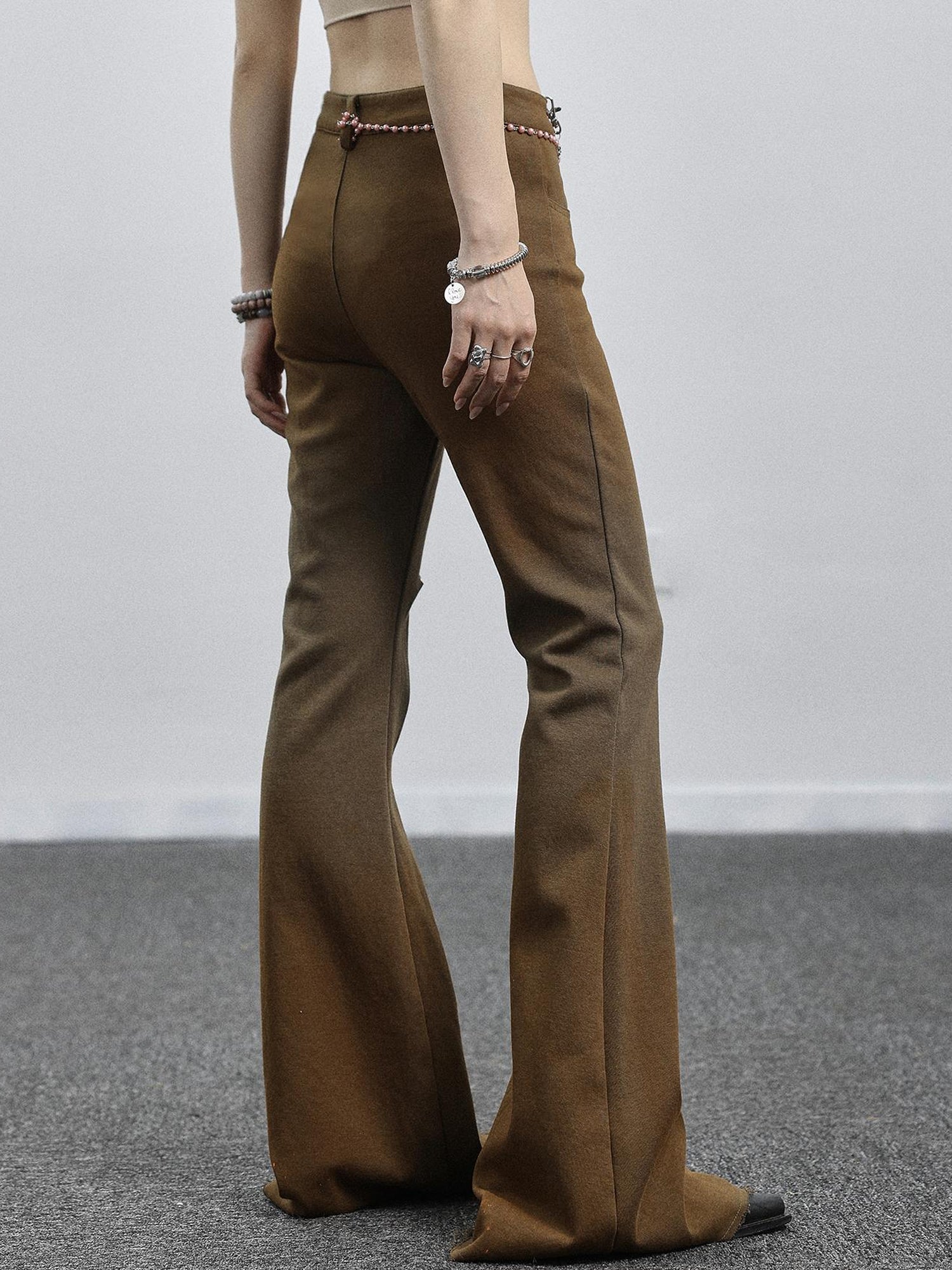 Achihara Summer Breeze Wide Leg Pants Yellow Green Distressed