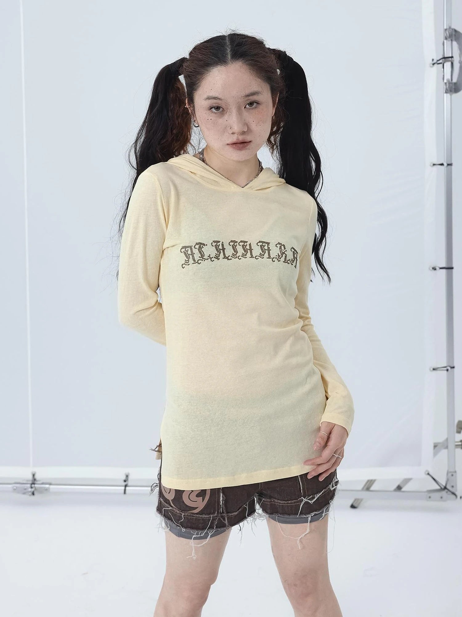 Summer Cool Long Sleeve Hooded Split Hem T Shirt