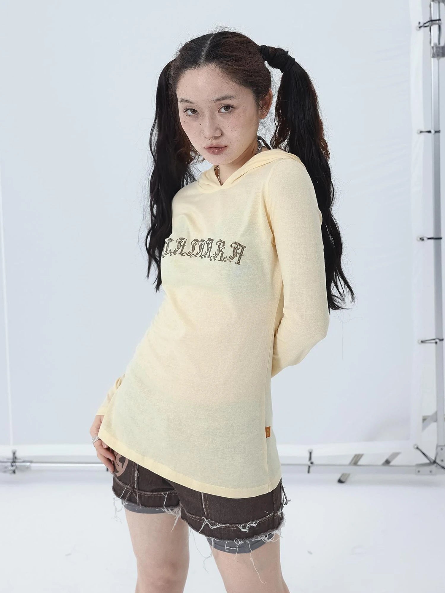 Summer Cool Long Sleeve Hooded Split Hem T Shirt