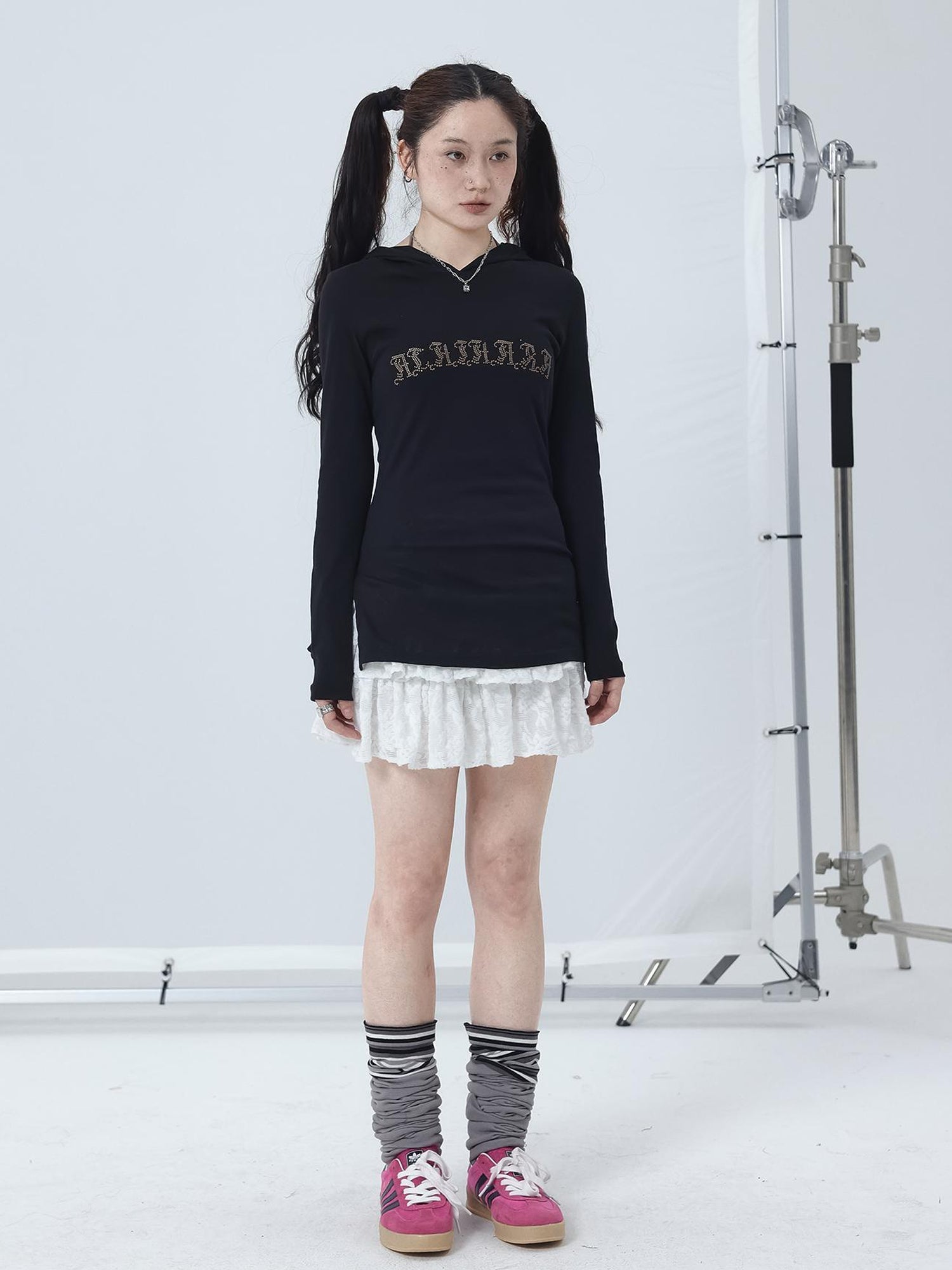 Achihara Summer Cool Long Sleeve Hooded Split Hem T Shirt