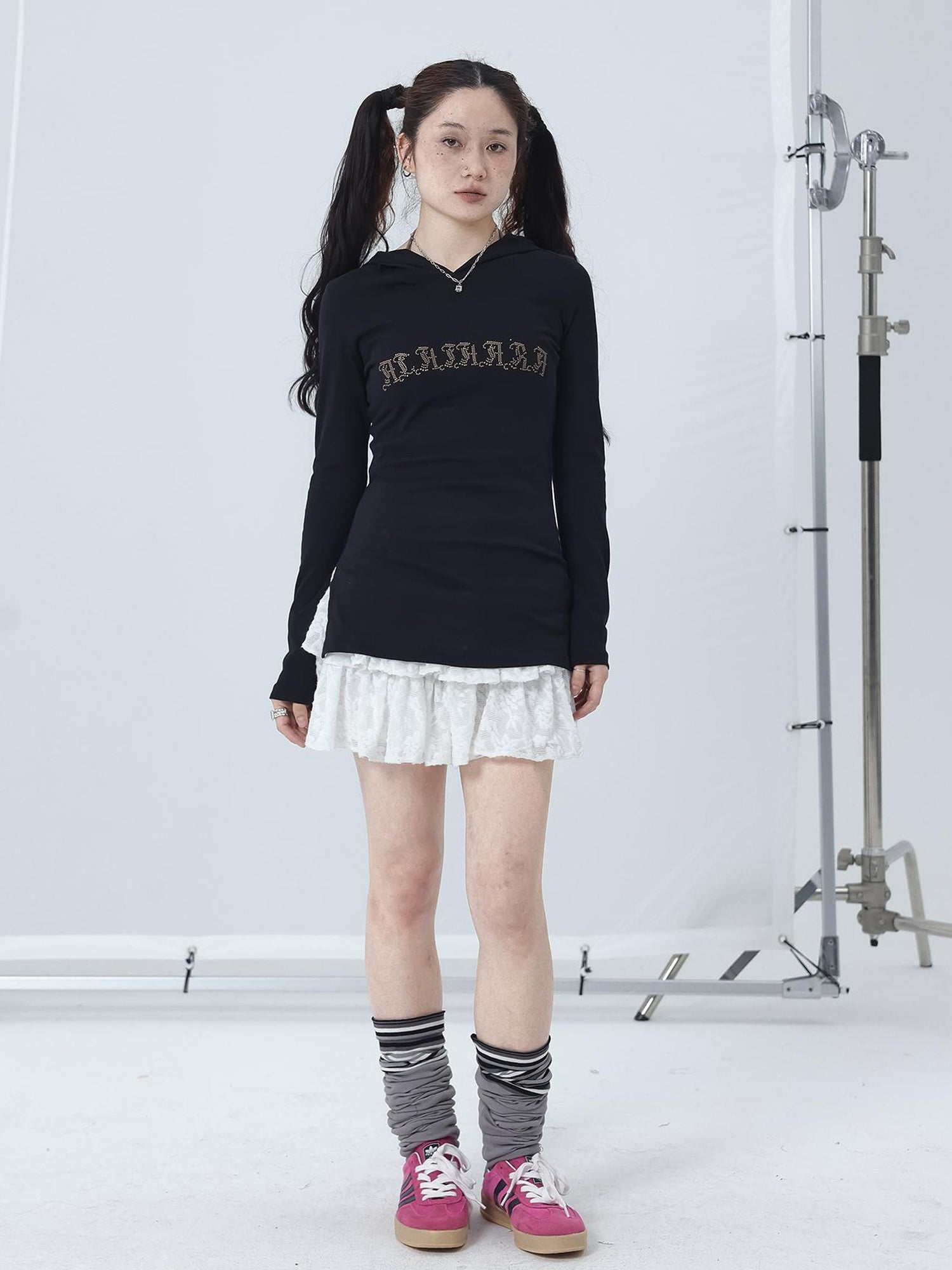 Achihara Summer Cool Long Sleeve Hooded Split Hem T Shirt