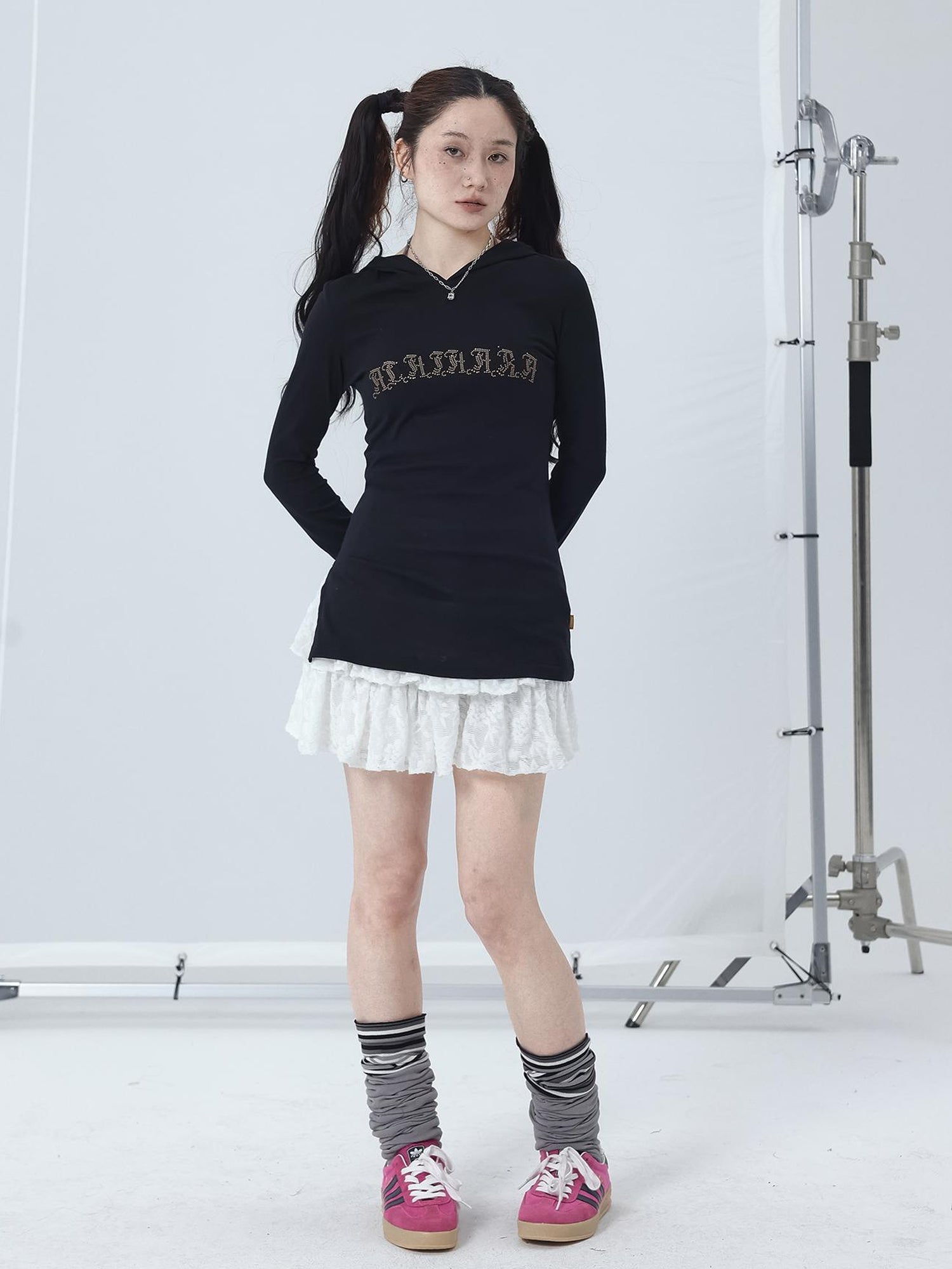 Achihara Summer Cool Long Sleeve Hooded Split Hem T Shirt