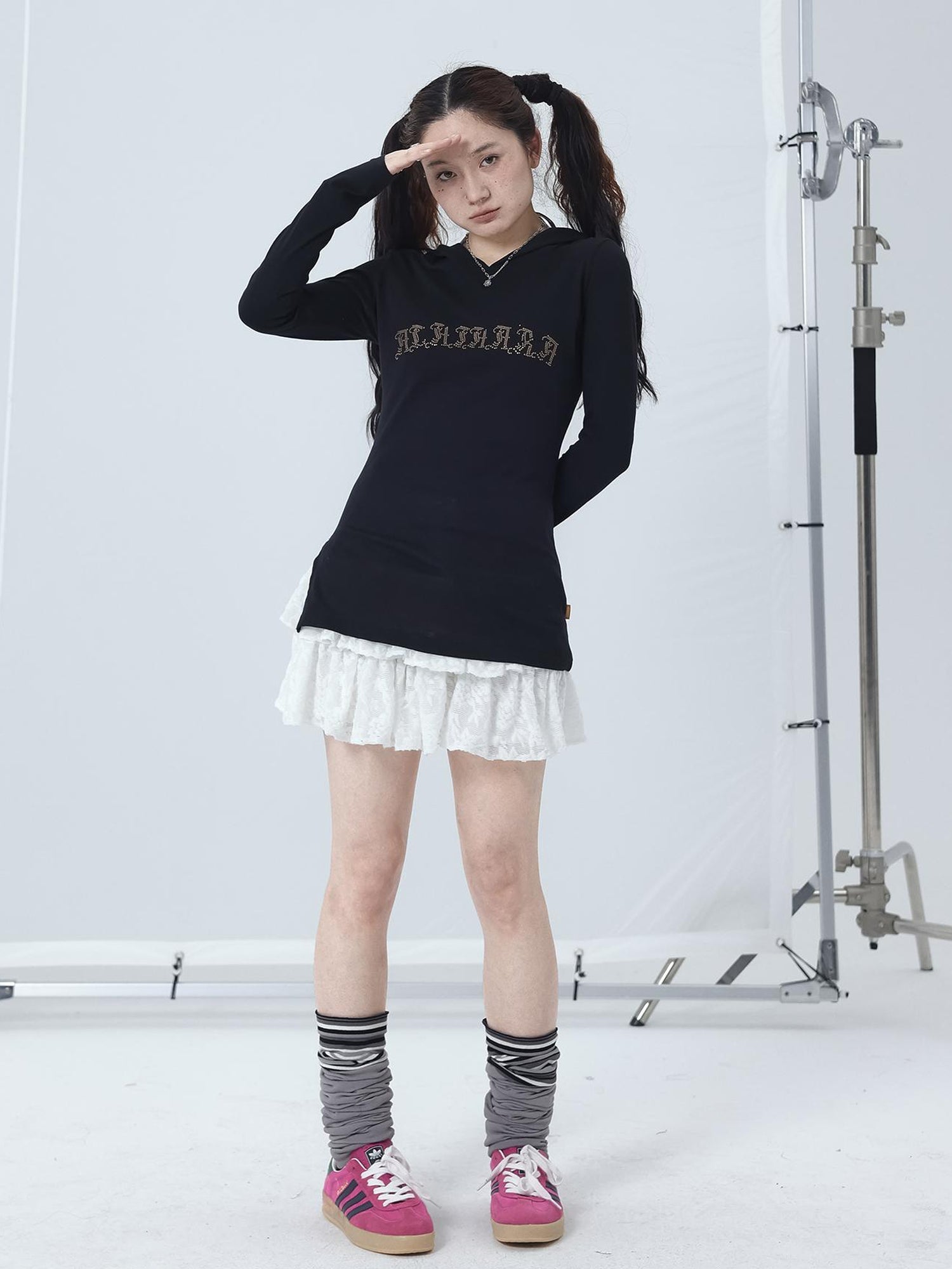 Achihara Summer Cool Long Sleeve Hooded Split Hem T Shirt