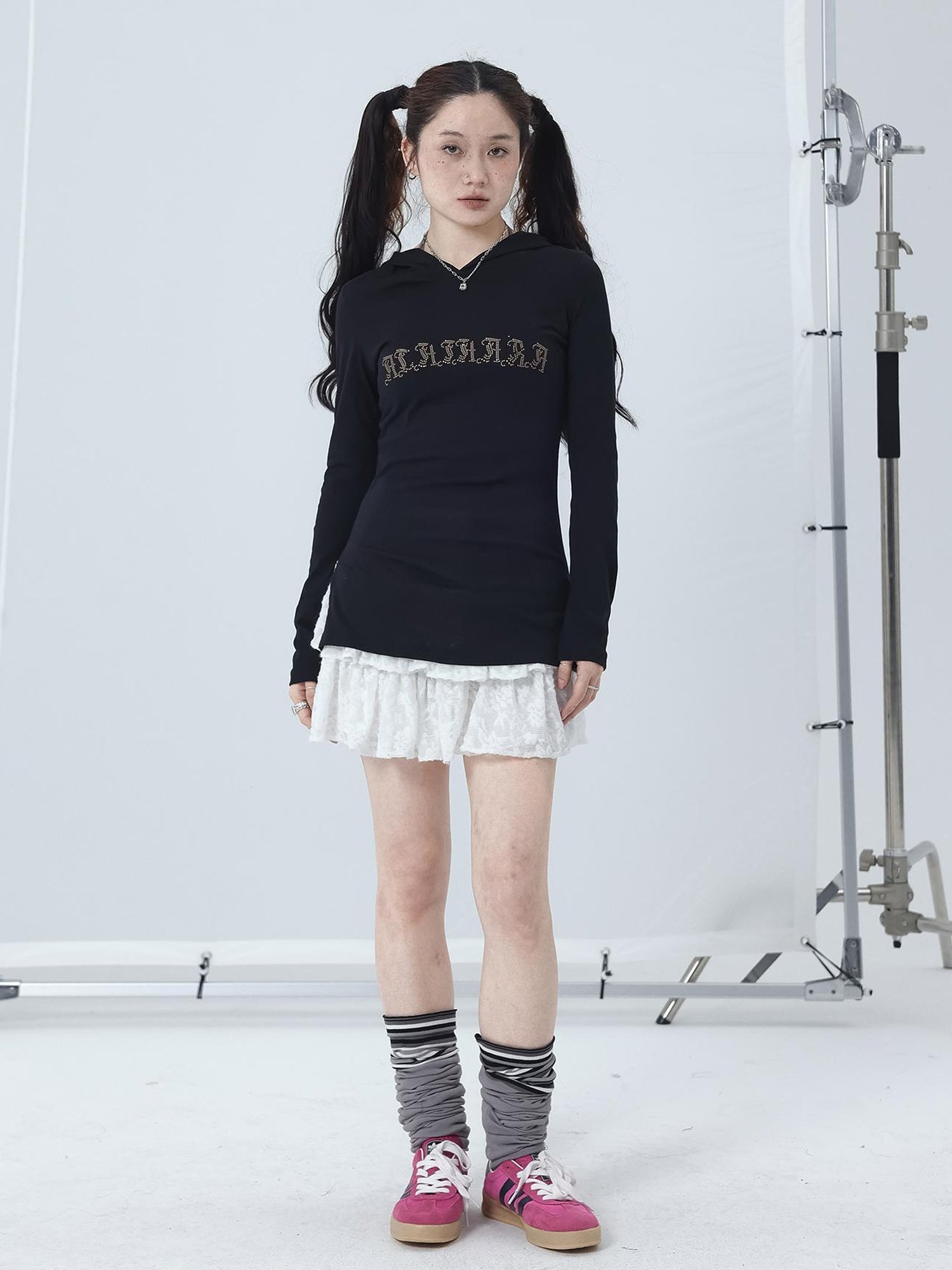 Achihara Summer Cool Long Sleeve Hooded Split Hem T Shirt